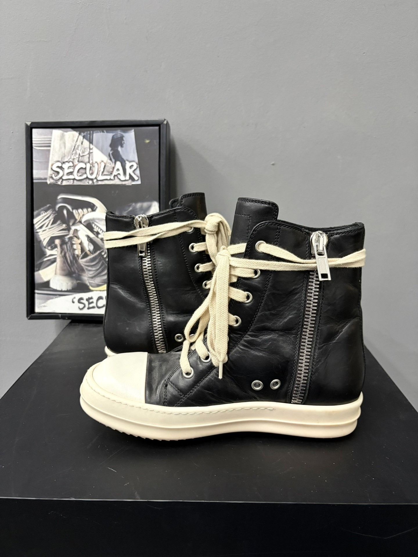 Rick Owens Rick Owens High-Top Leather Sneakers Size US 4 / IT 34 - 5 Thumbnail