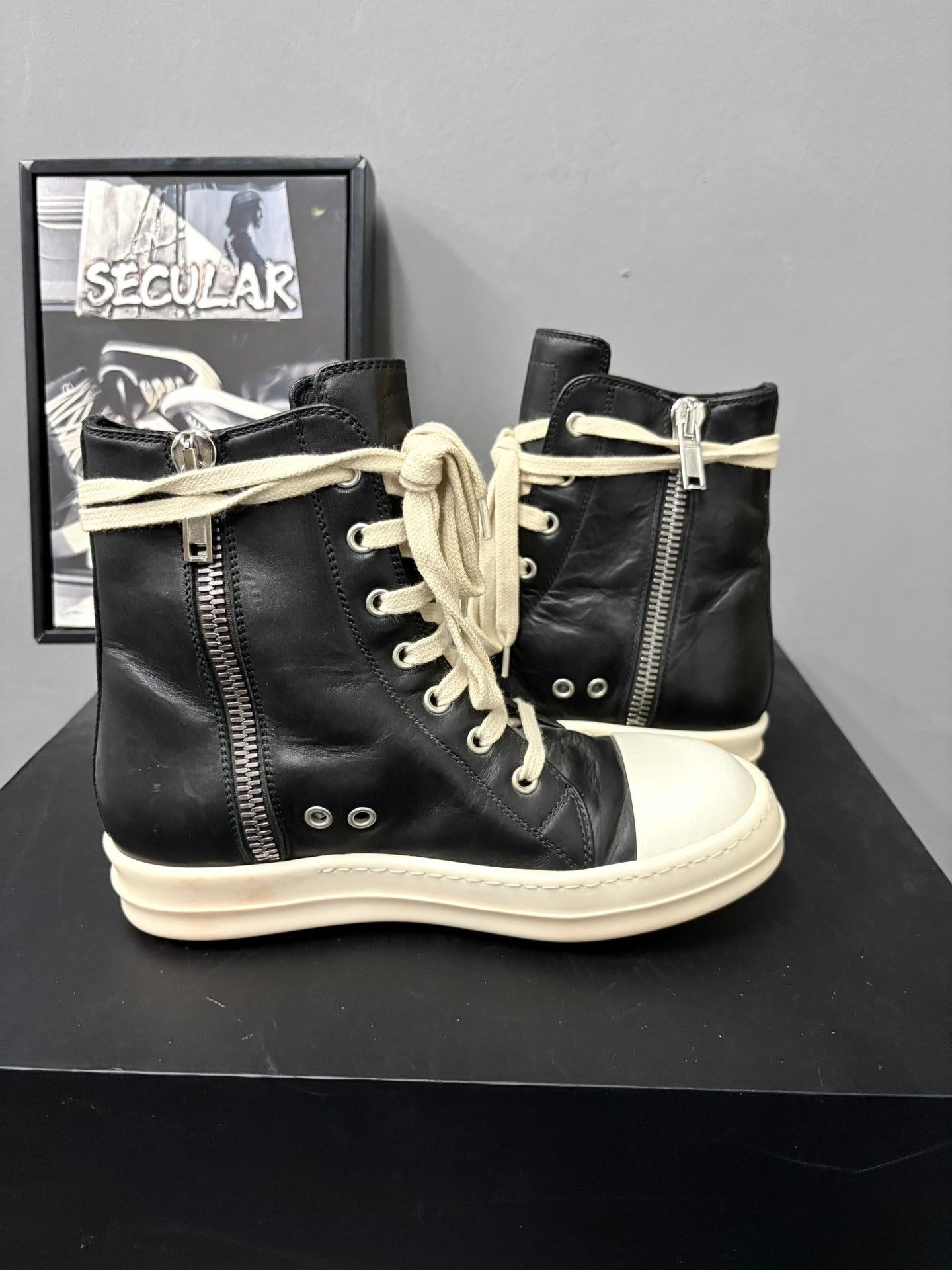 Rick Owens Rick Owens High-Top Leather Sneakers Size US 4 / IT 34 - 6 Thumbnail