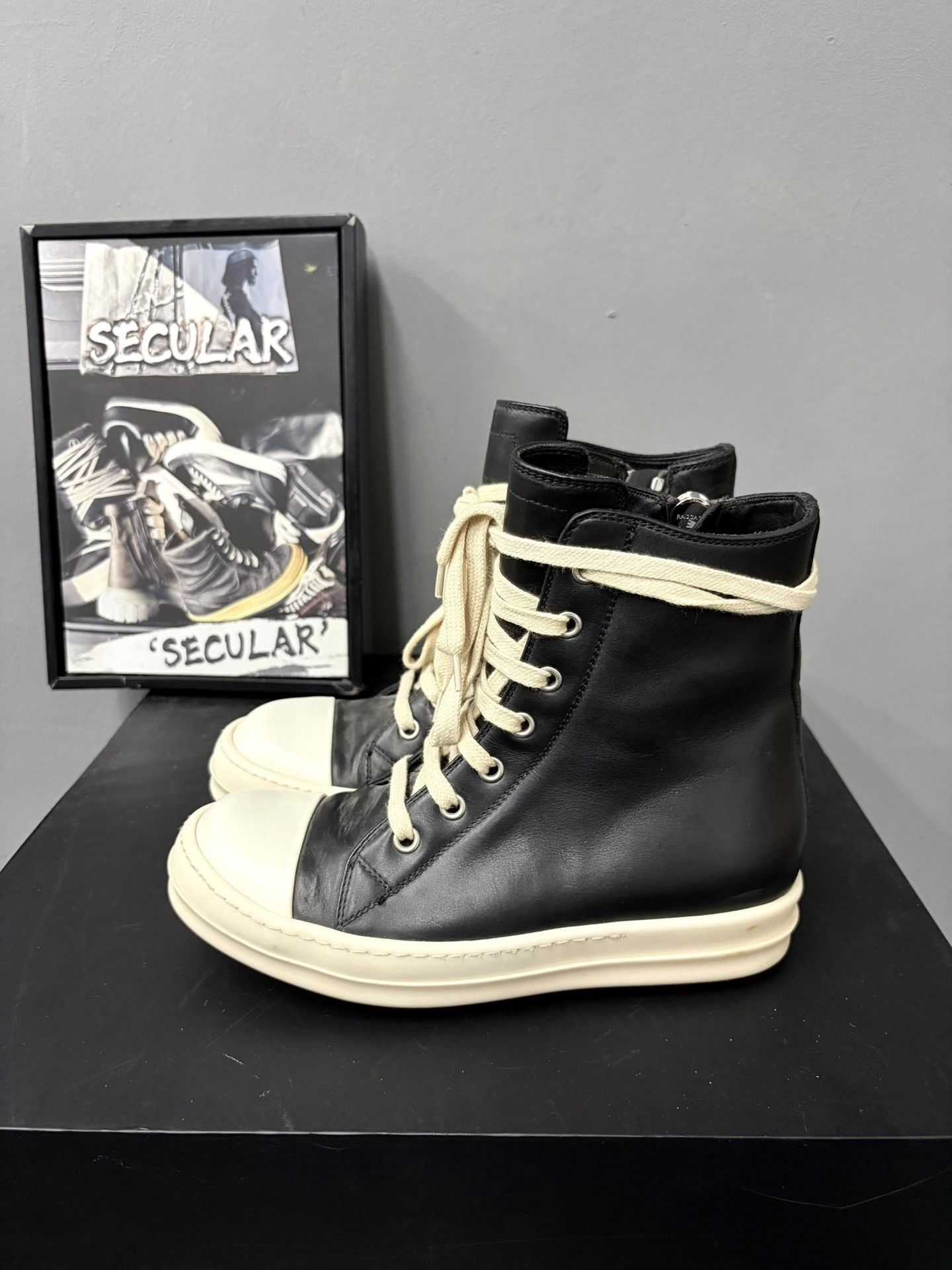 Rick Owens Rick Owens High-Top Leather Sneakers Size US 4 / IT 34 - 2 Thumbnail