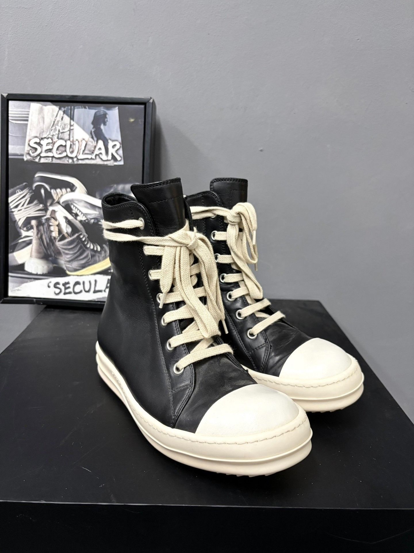 Rick Owens Rick Owens High-Top Leather Sneakers Size US 4 / IT 34 - 3 Thumbnail
