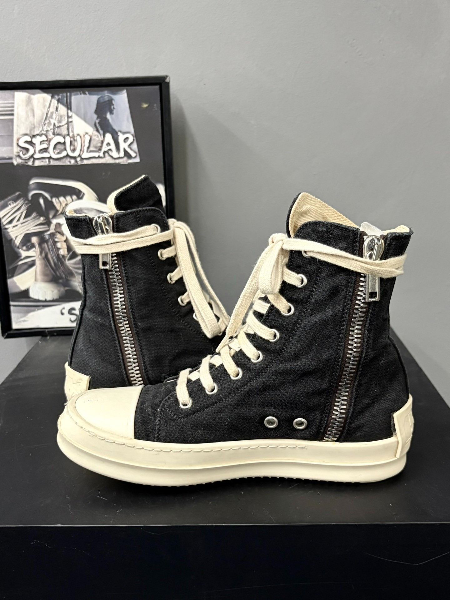 Rick Owens Rick Owens High-Top Canvas Heel Logo Size US 4 / IT 34 - 5 Thumbnail