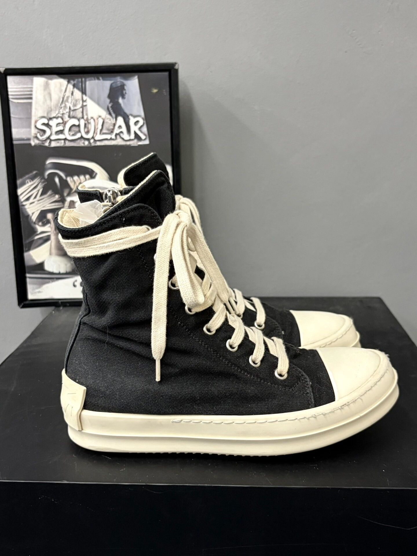 Rick Owens Rick Owens High-Top Canvas Heel Logo Size US 4 / IT 34 - 4 Thumbnail