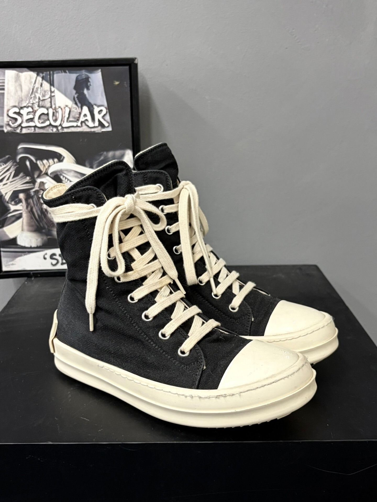 Rick Owens Rick Owens High-Top Canvas Heel Logo Size US 4 / IT 34 - 3 Thumbnail