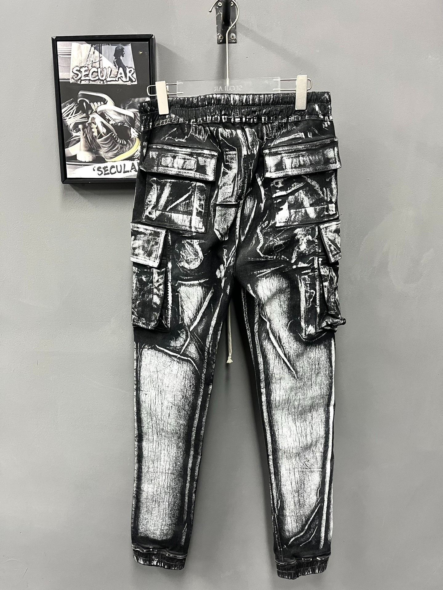 Rick Owens Rick Owens Painted Black White Cargo Pants Size US 28 / EU 44 - 5 Thumbnail