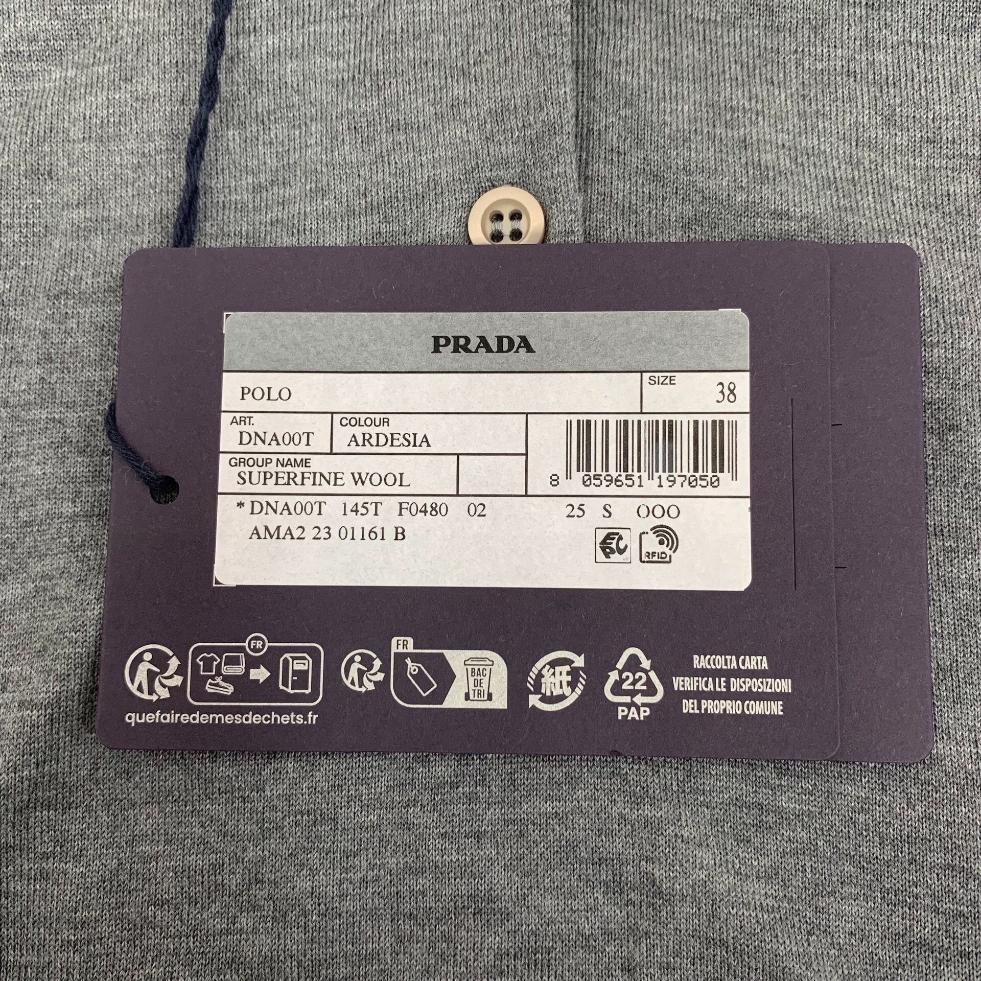 Prada Prada Grey Superfine Wool Knit Polo Size 38 Size XS / US 0-2 / IT 36-38 - 8 Thumbnail