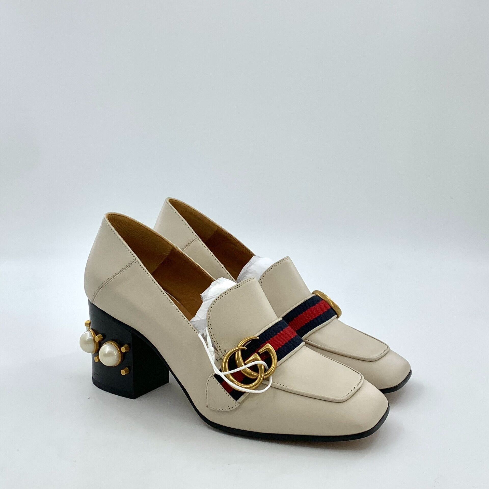 Gucci Gucci Pearl Embellished GG Web Pumps Size 38 Size US 8 / IT 38 - 3 Thumbnail