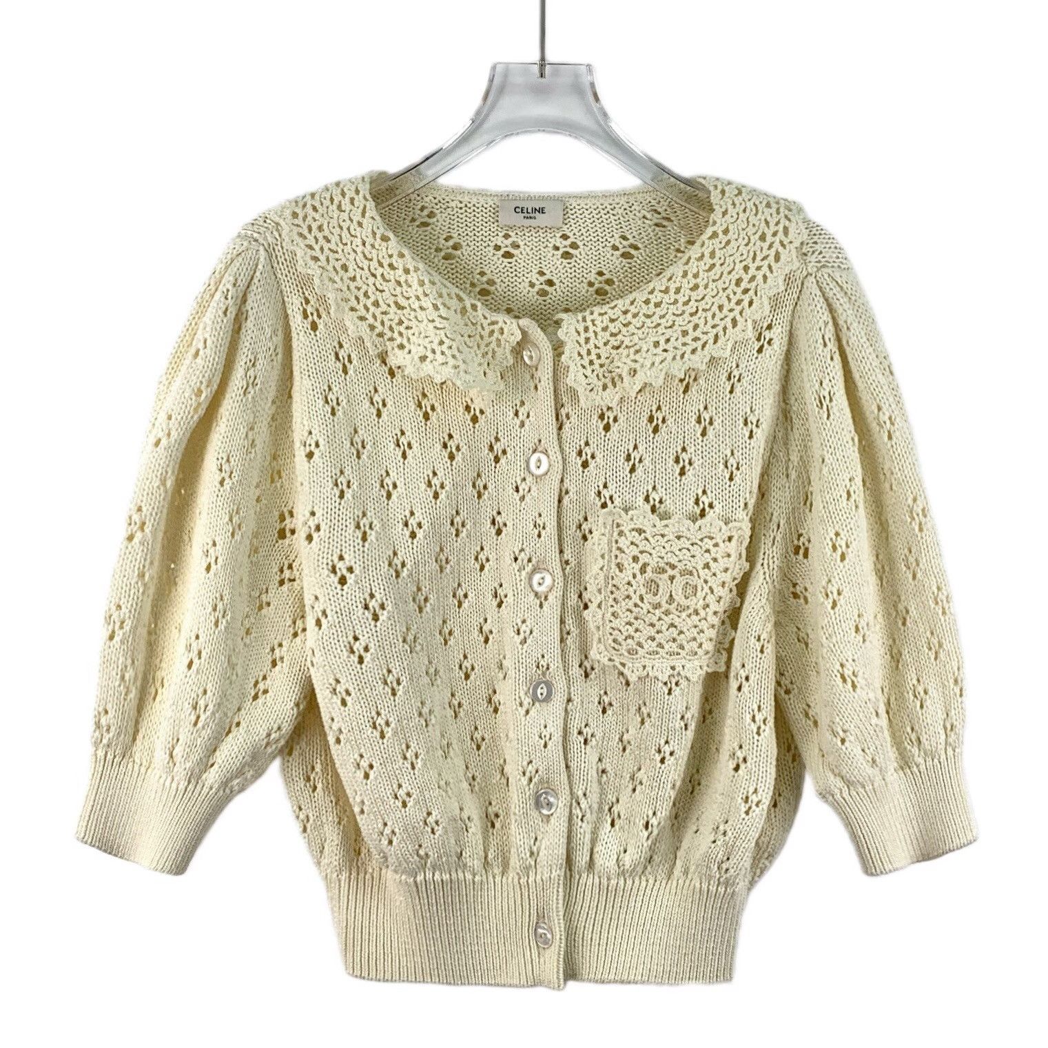 Celine Celine Ribbed Crochet Knit Cardigan Size S Size S / US 4 / IT 40 - 2 Thumbnail
