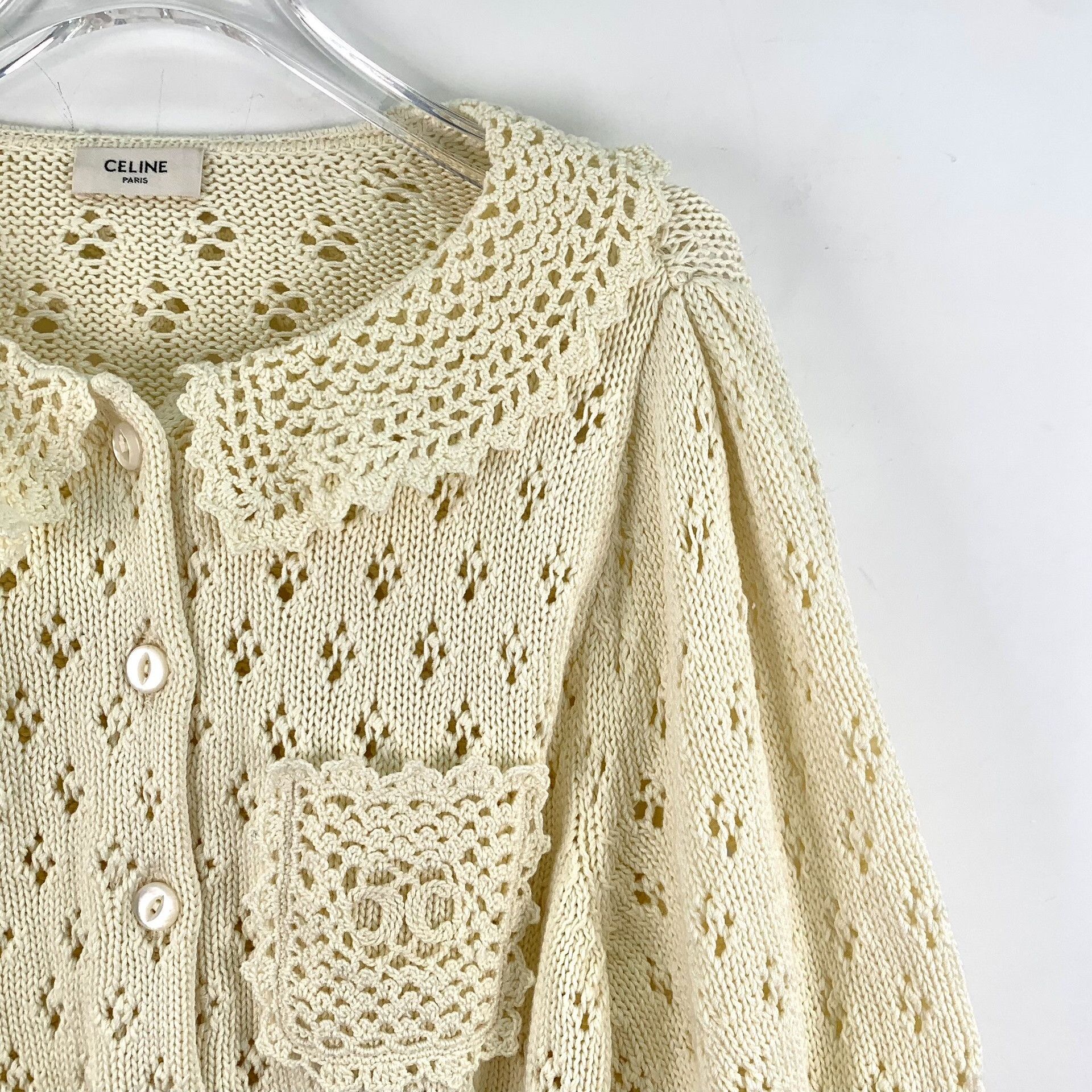 Celine Celine Ribbed Crochet Knit Cardigan Size S Size S / US 4 / IT 40 - 4 Thumbnail