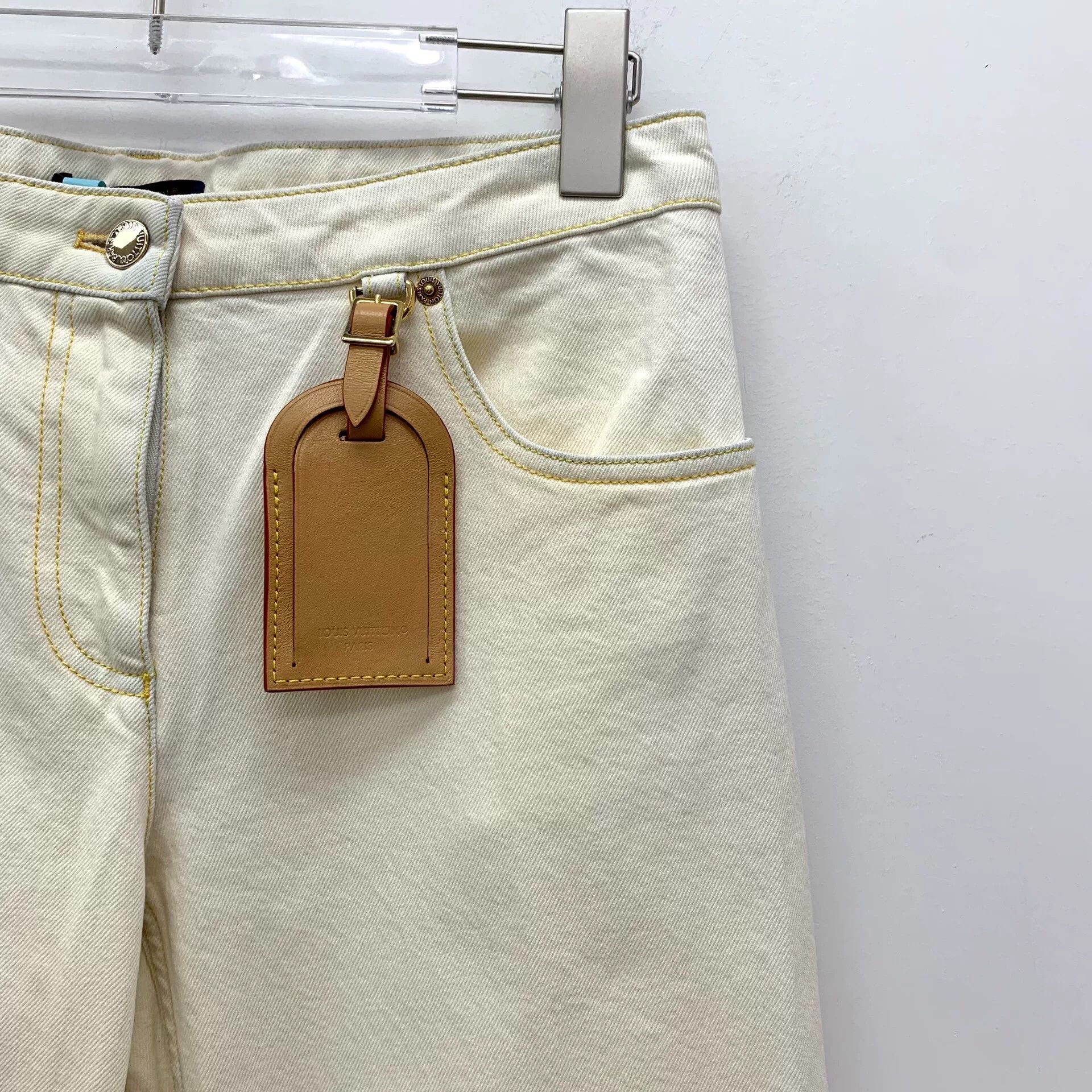 Louis Vuitton Louis Vuitton White Cotton Wide Leg Pants 36 Size 26" / US 2 / IT 38 - 4 Thumbnail