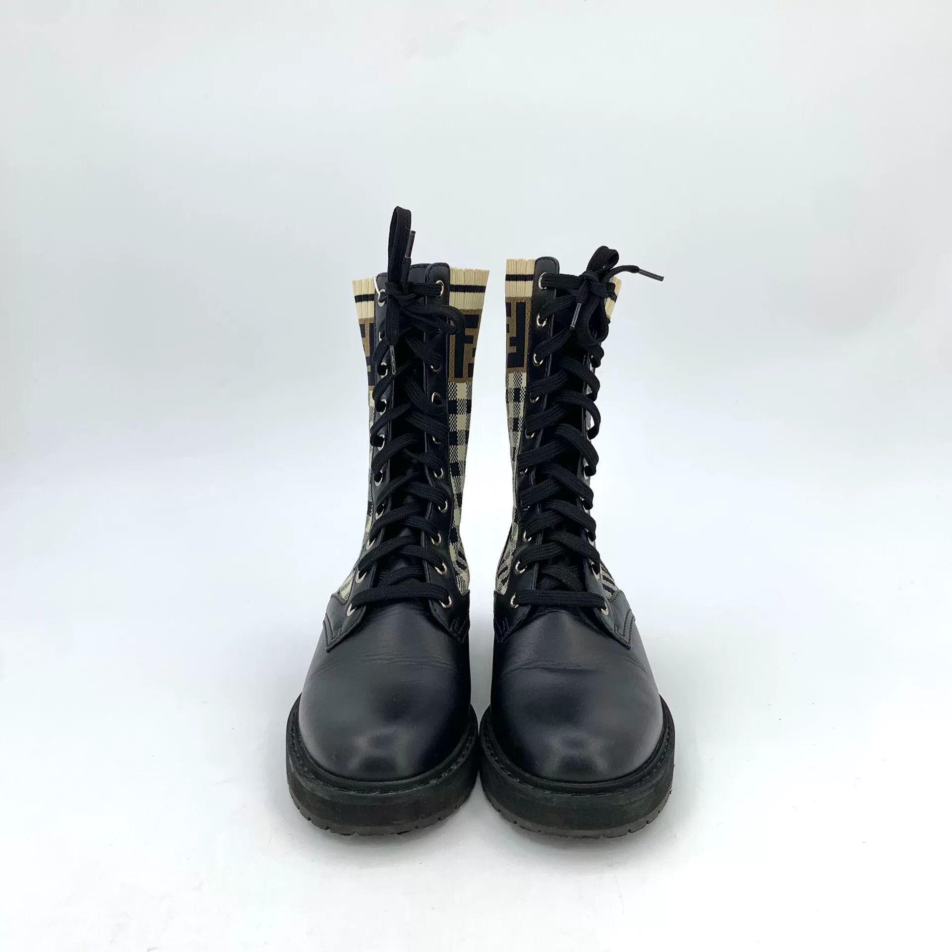 Fendi Fendi Checkered Leather Lace-Up Boots 35 Size US 5 / IT 35 - 4 Thumbnail