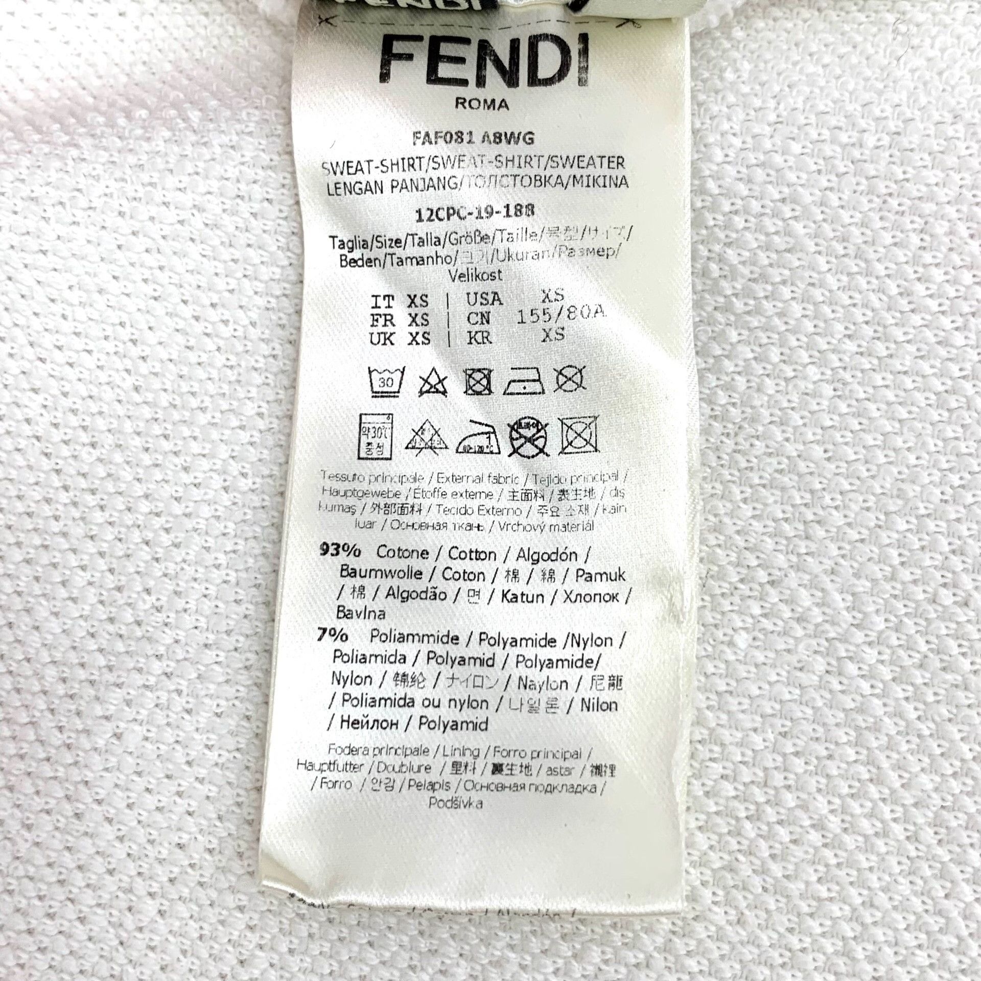 Fendi Fendi Side Logo Tape Zip-up Hoodie White XS Size US XS / EU 42 / 0 - 8 Thumbnail