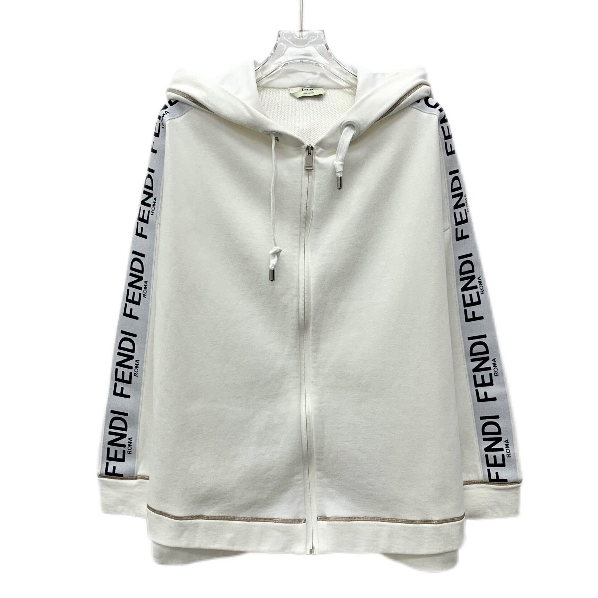 Fendi Fendi Side Logo Tape Zip-up Hoodie White XS Size US XS / EU 42 / 0 - 2 Thumbnail