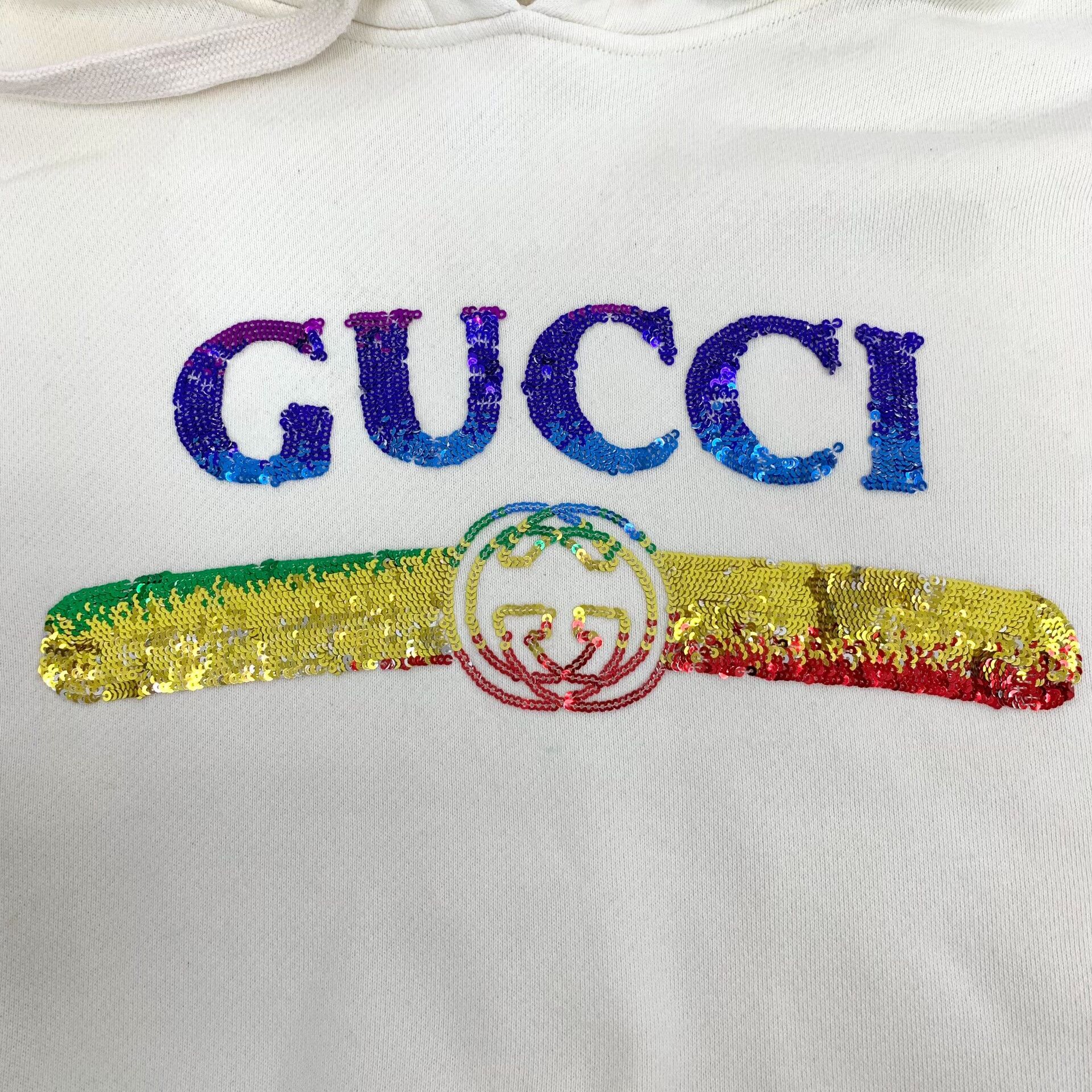 Gucci Gucci Rainbow Sequin Logo Hoodie Size M Size US M / EU 48-50 / 2 - 6 Thumbnail