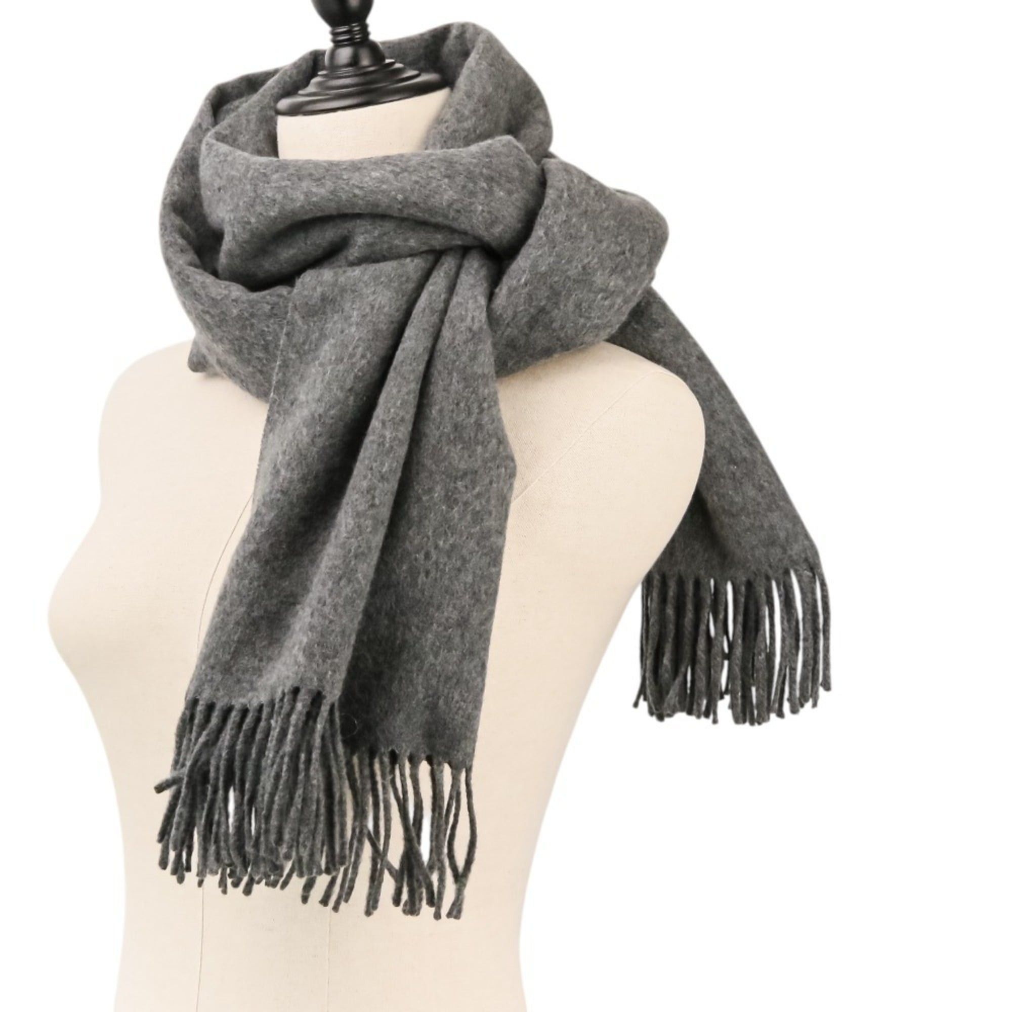 Hermes Hermes 100% Cashmere Fringe Large Stole/Scarf, Gray, Women's Size ONE SIZE - 6 Thumbnail