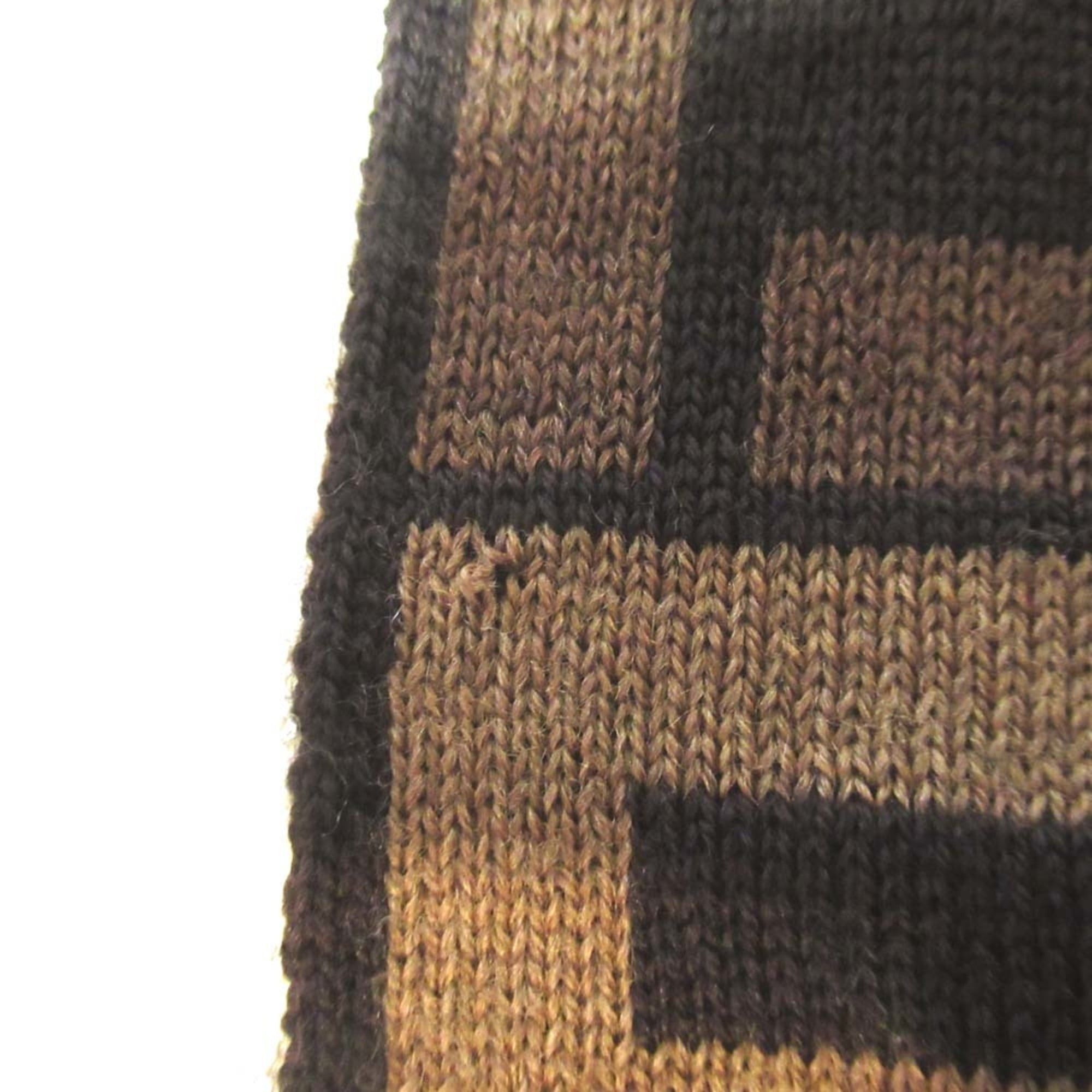 Fendi FENDI Zucca pattern knit scarf, brown x black, for men and women. Size ONE SIZE - 4 Thumbnail