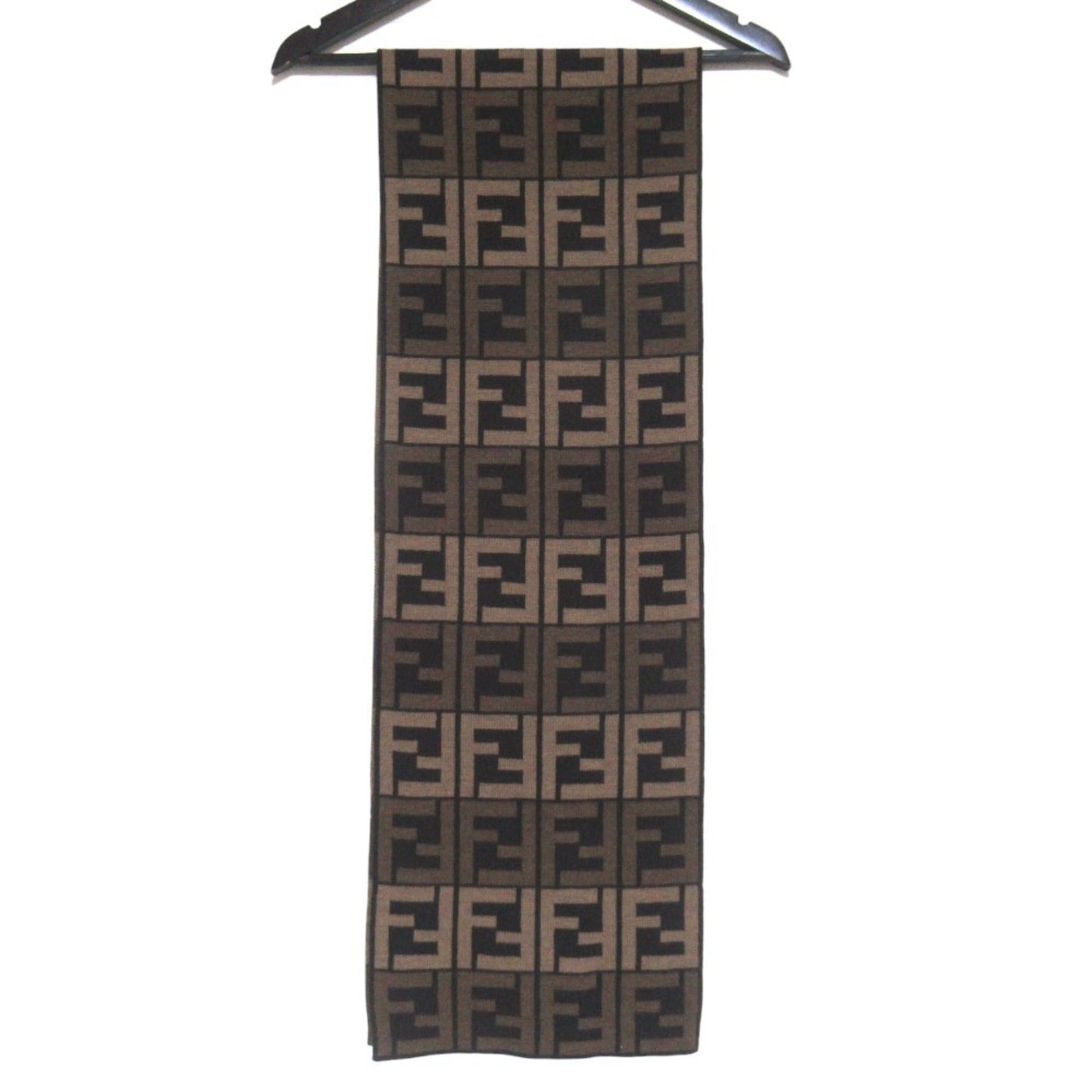 Fendi FENDI Zucca pattern knit scarf, brown x black, for men and women. Size ONE SIZE - 3 Thumbnail