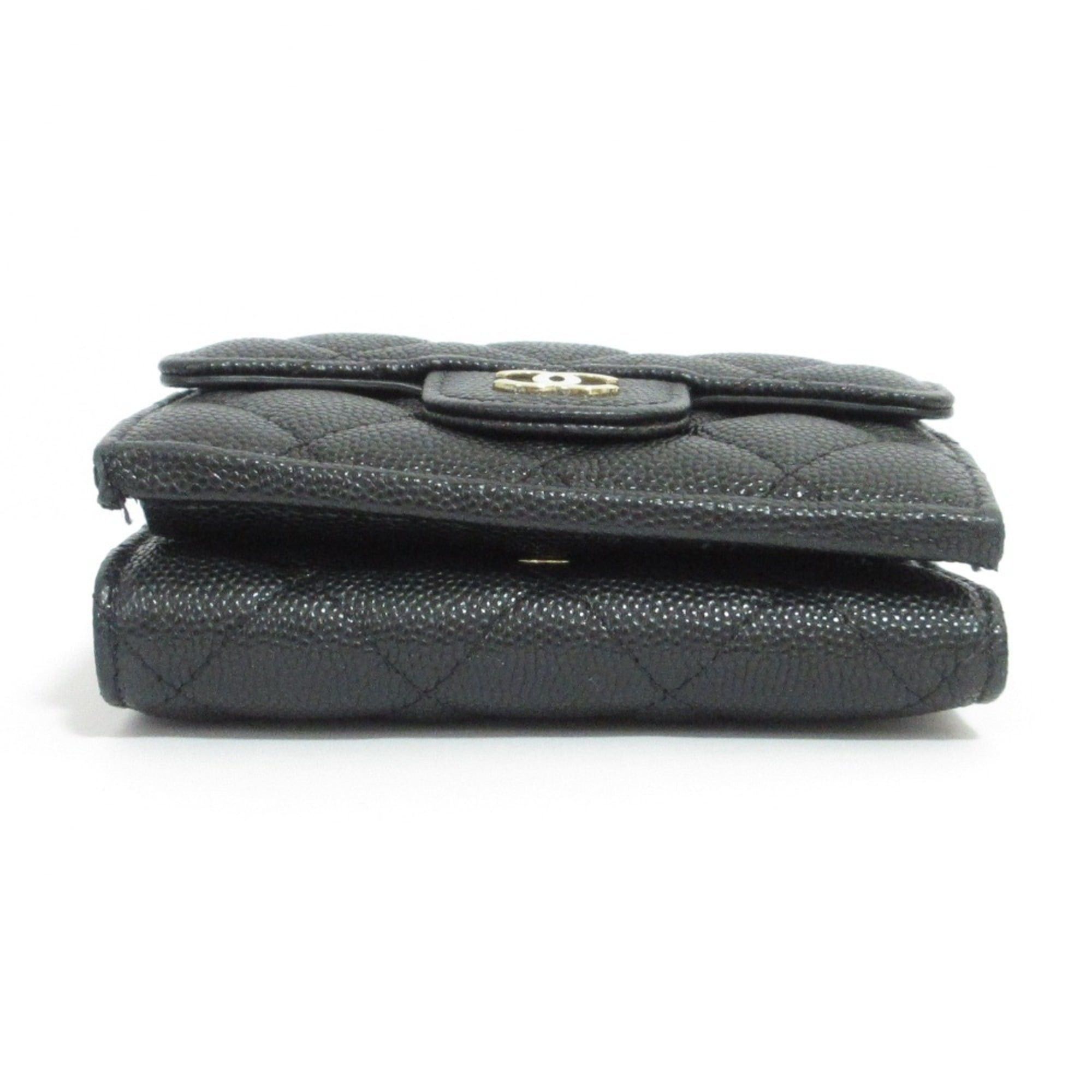 Chanel Chanel Caviar Skin Matelassé Classic Small Flap Wallet AP0230 Black Women's Size ONE SIZE - 4 Thumbnail