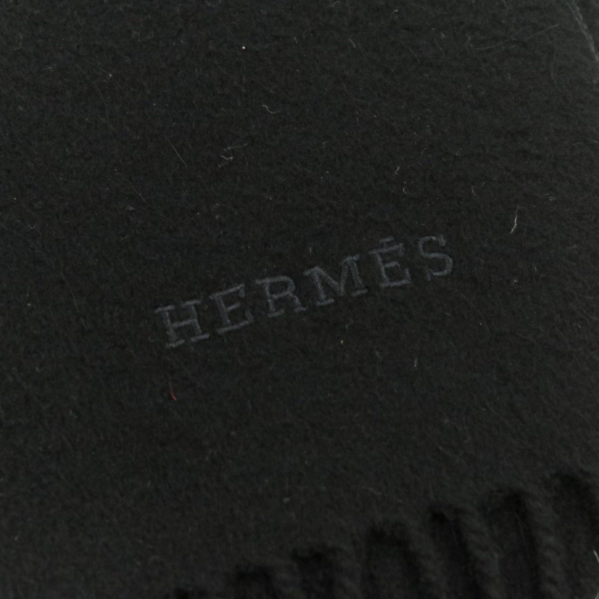 Hermes Hermes Fringe Cashmere Stole Scarf Black Men's Women's Size ONE SIZE - 8 Thumbnail