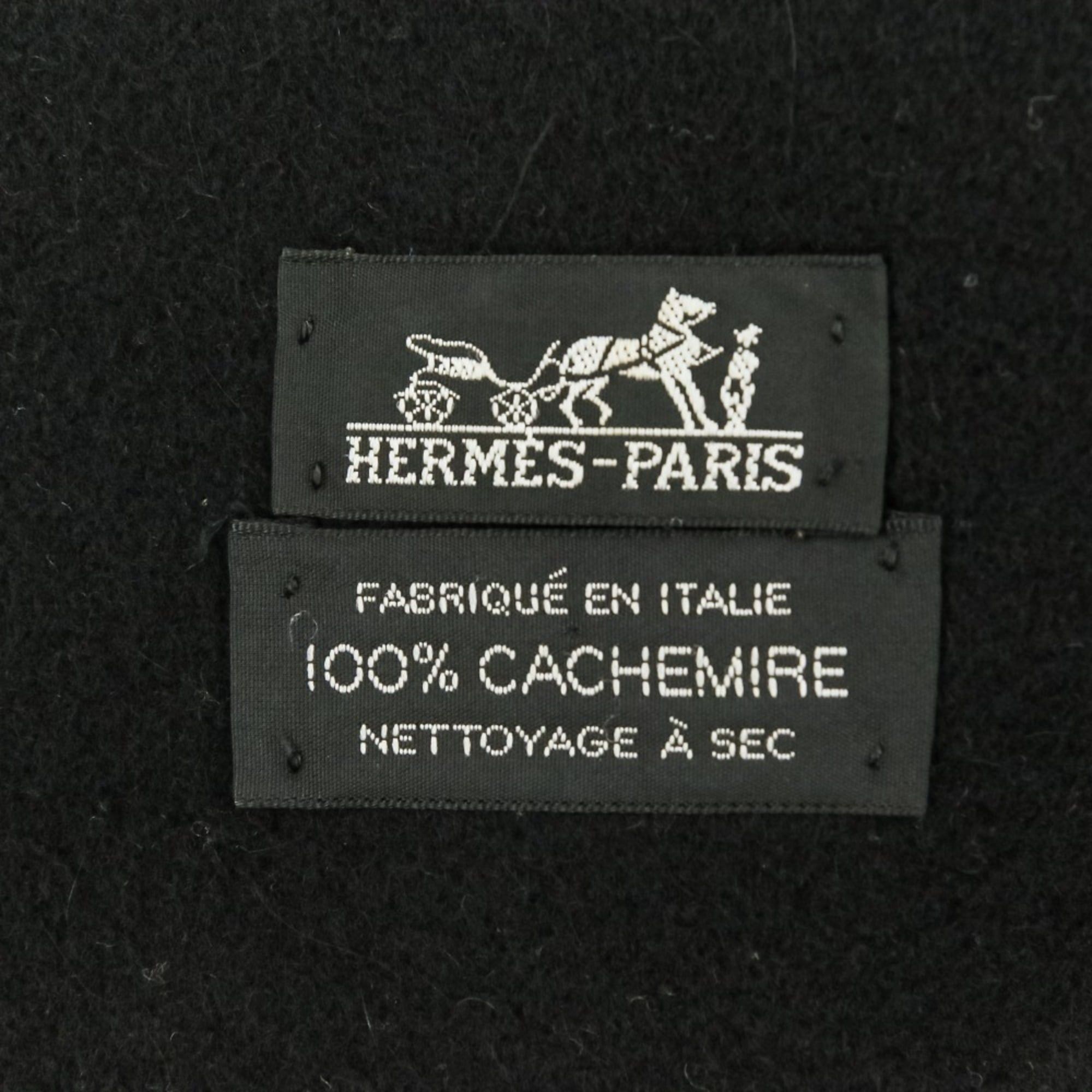 Hermes Hermes Fringe Cashmere Stole Scarf Black Men's Women's Size ONE SIZE - 9 Thumbnail