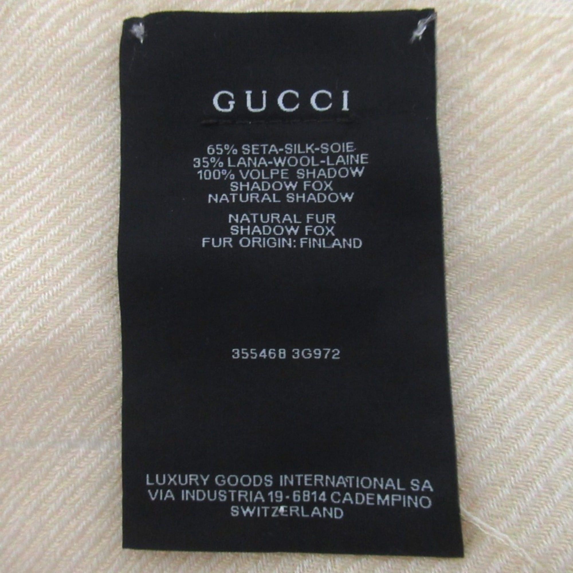 Gucci GUCCI Diamante Jacquard Fox Fur Silk Wool Stole Shawl Beige Women's Size ONE SIZE - 9 Thumbnail
