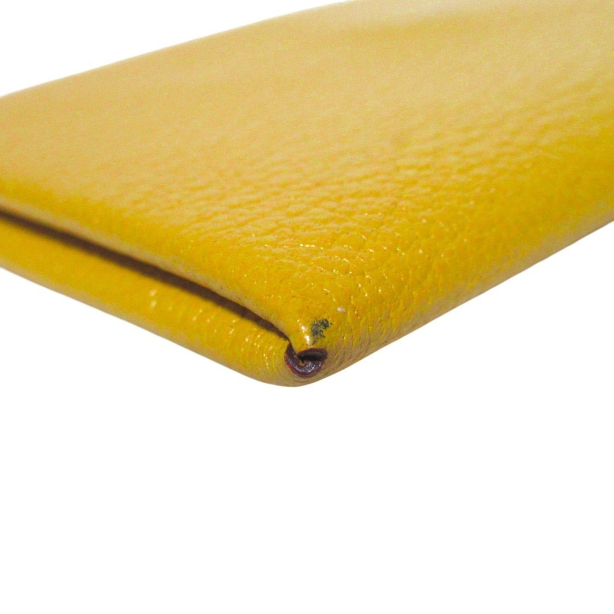 Hermes HERMES Chevre Calvi Business Card Holder/Card Case/Pass Case, D Stamp, Jaune Naple Yellow, Men's/Women's Size ONE SIZE - 4 Thumbnail