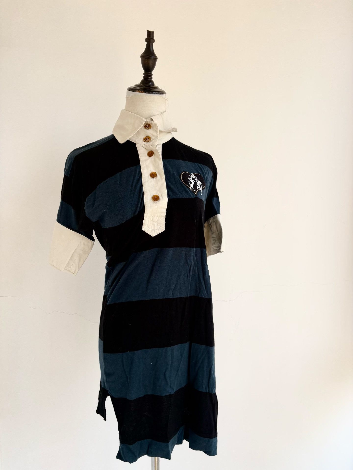 Vivienne Westwood Vivienne Westwood Blue Black Stripe Polo Dress Size L / US 10 / IT 46 - 6 Thumbnail