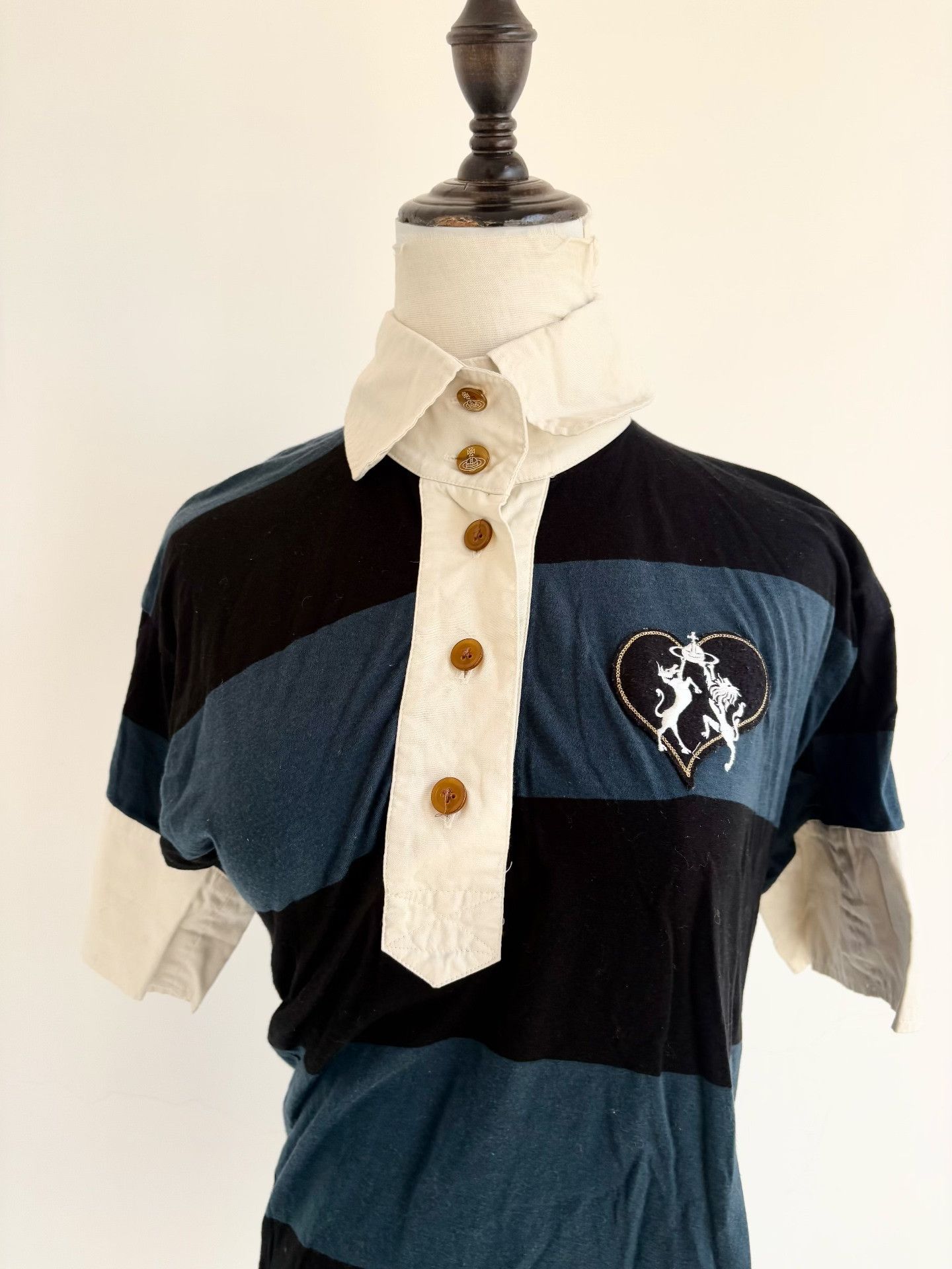 Vivienne Westwood Vivienne Westwood Blue Black Stripe Polo Dress Size L / US 10 / IT 46 - 2 Thumbnail