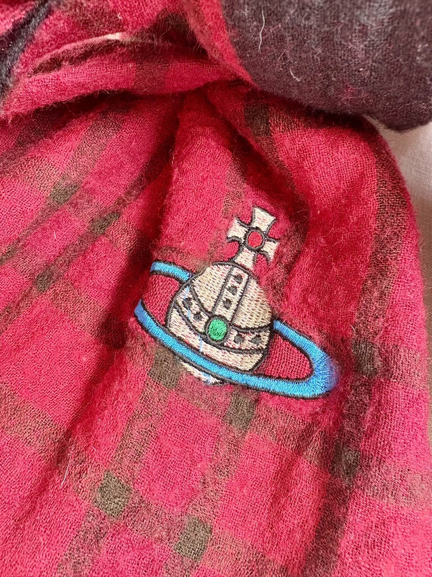 Vivienne Westwood Vivienne Westwood Red Brown Plaid Saturn Scarf Size ONE SIZE - 5 Thumbnail