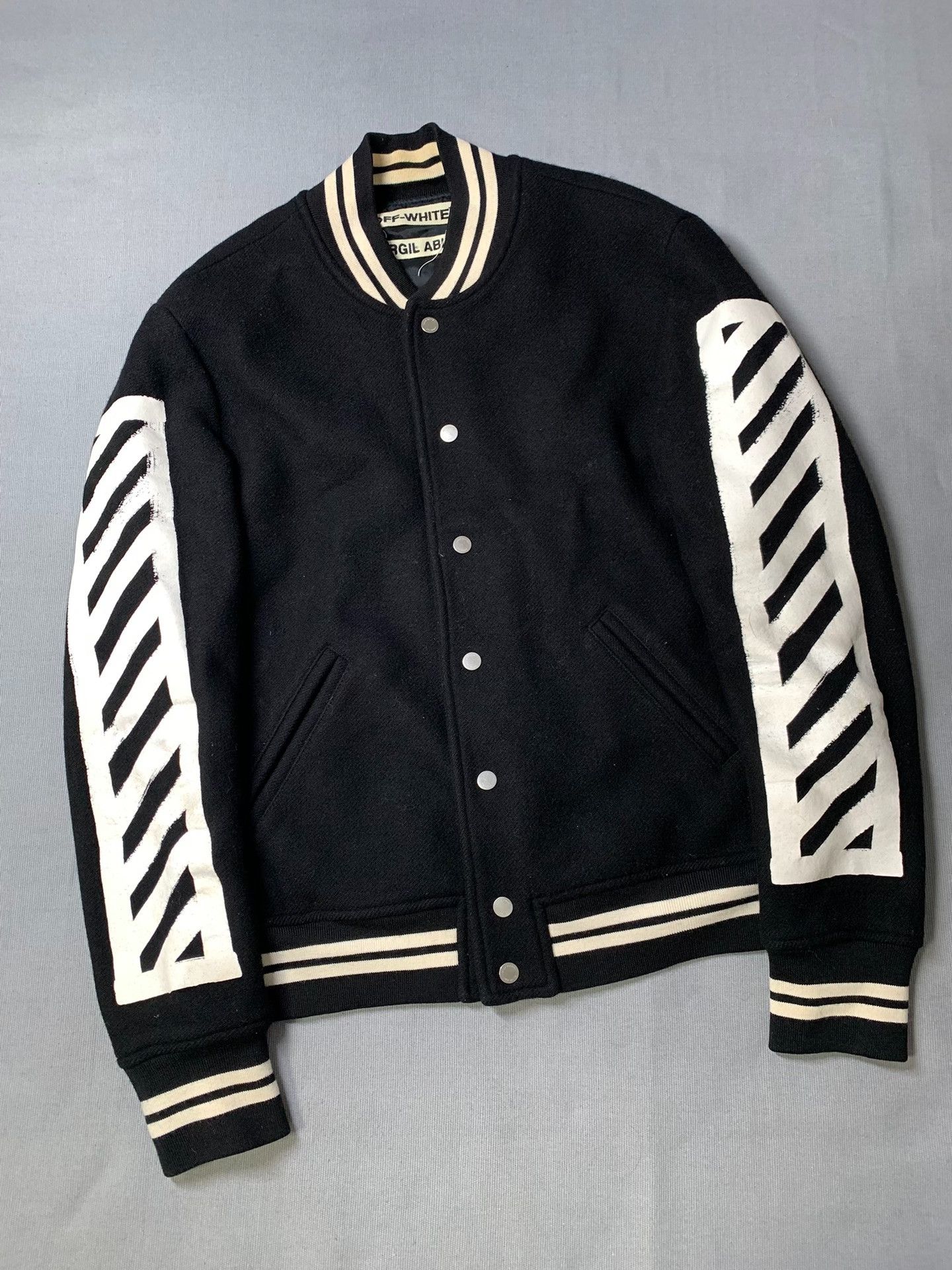 Off-White Off-White Virgil Abloh Wool Varsity Jacket Size US XS / EU 42 / 0 - 2 Thumbnail