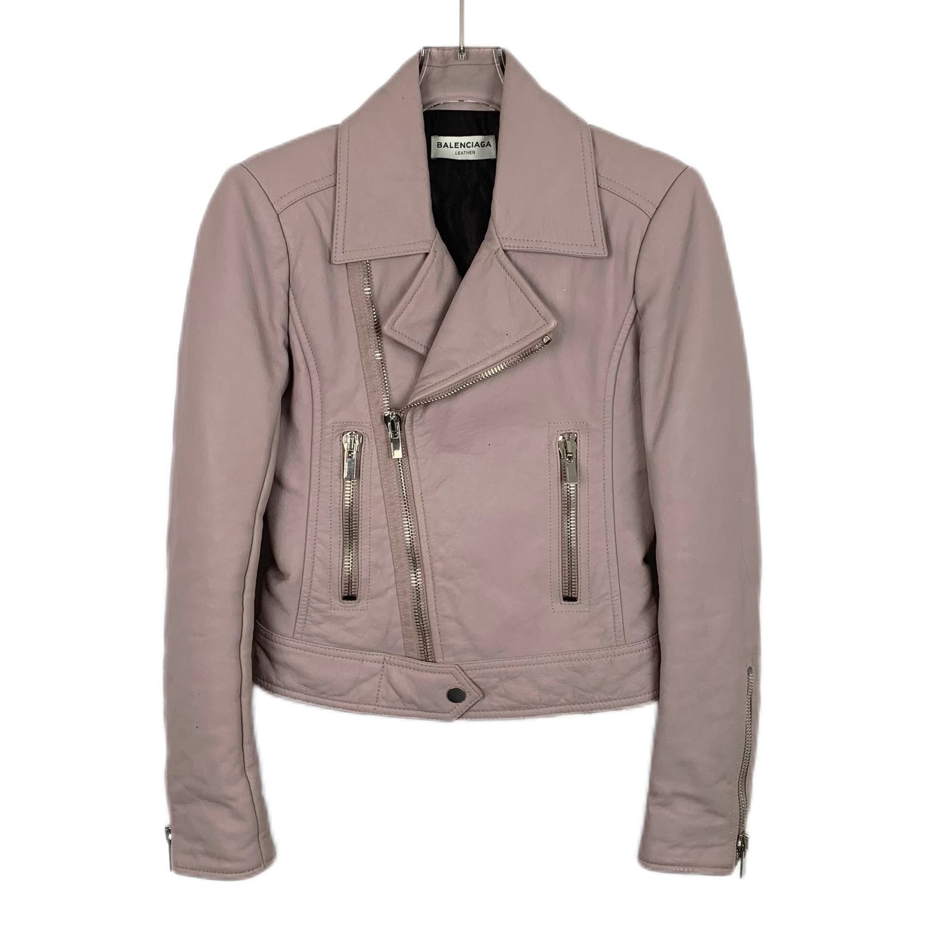 Balenciaga Balenciaga Mauve Leather Rider Jacket Size 34 Size XS / US 0-2 / IT 36-38 - 2 Thumbnail