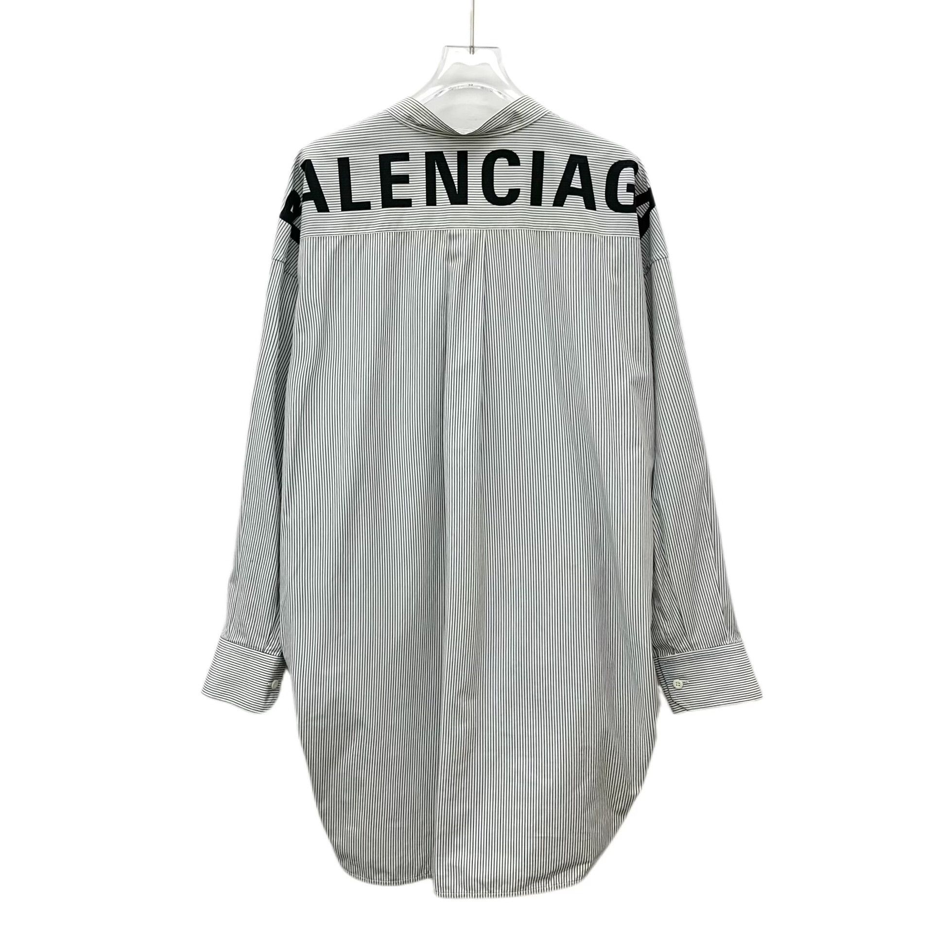 Balenciaga Balenciaga Striped Back Logo Tie Shirt 38 Size US S / EU 44-46 / 1 - 3 Thumbnail