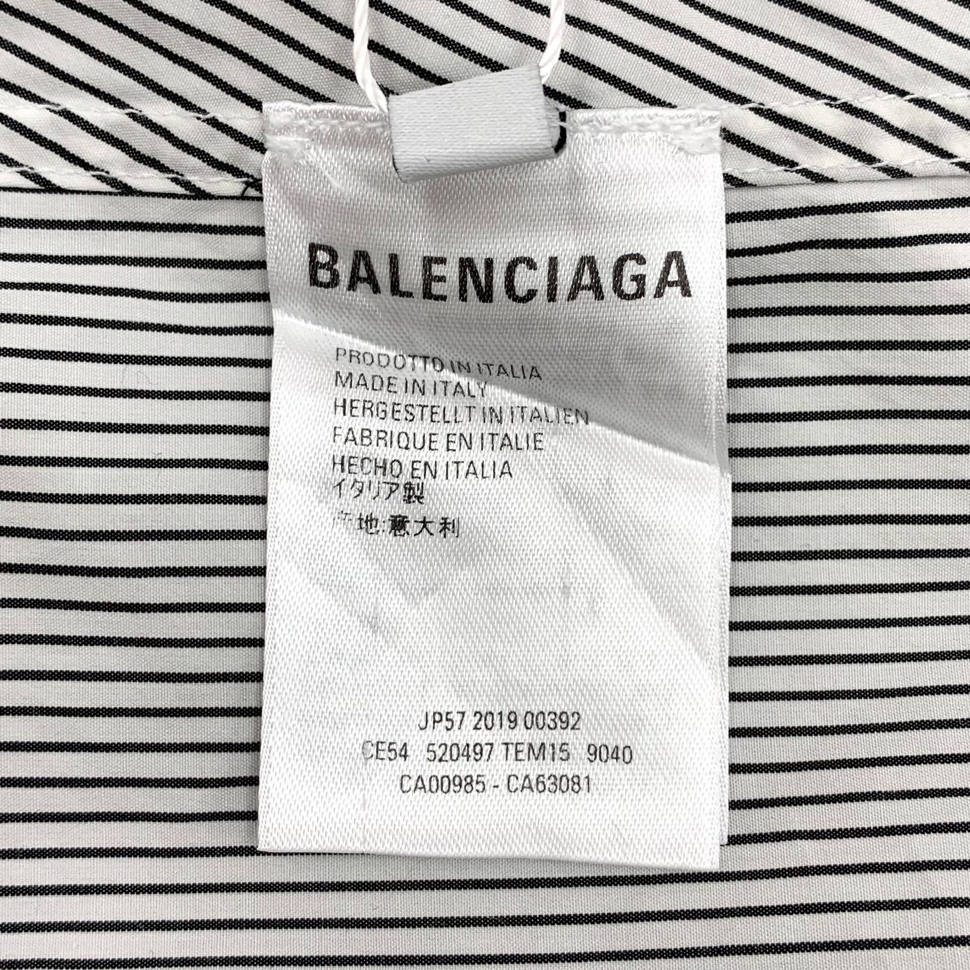 Balenciaga Balenciaga Striped Back Logo Tie Shirt 38 Size US S / EU 44-46 / 1 - 8 Thumbnail
