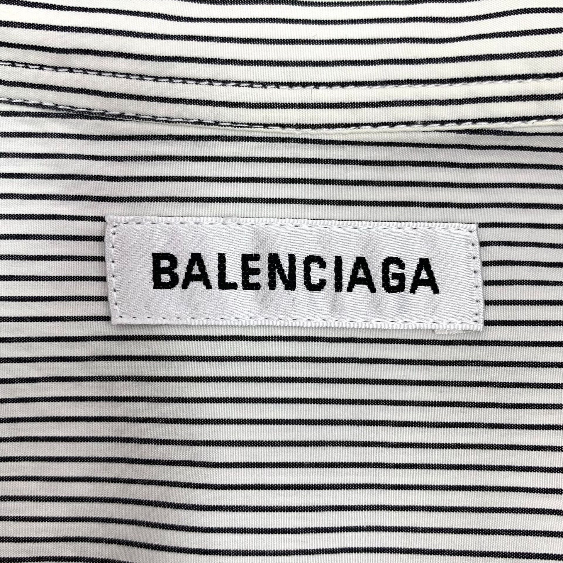 Balenciaga Balenciaga Striped Back Logo Tie Shirt 38 Size US S / EU 44-46 / 1 - 6 Thumbnail