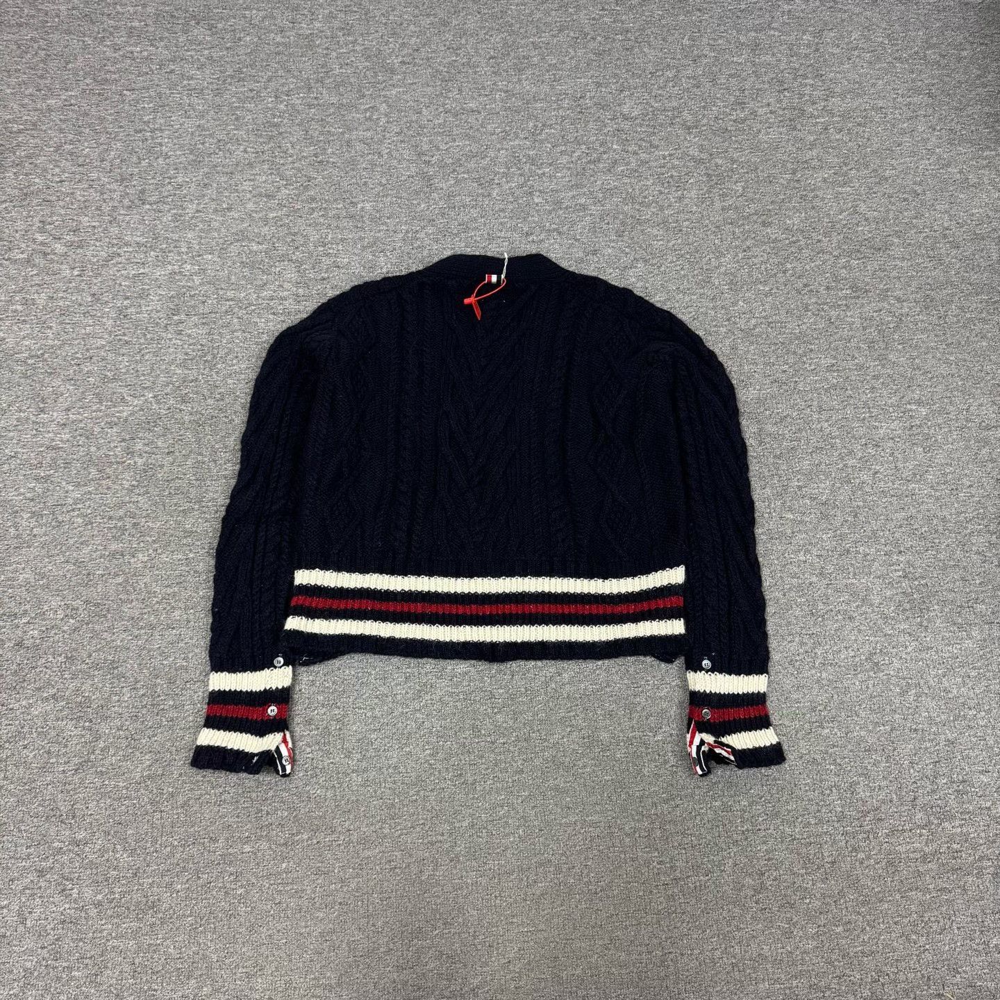 Thom Browne Thom Browne Stripe Cable Knit Cardigan Size 4 Size US XL / EU 56 / 4 - 3 Thumbnail