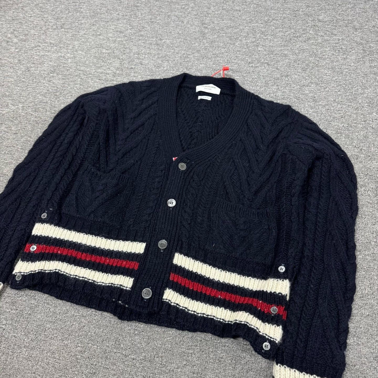 Thom Browne Thom Browne Stripe Cable Knit Cardigan Size 4 Size US XL / EU 56 / 4 - 5 Thumbnail