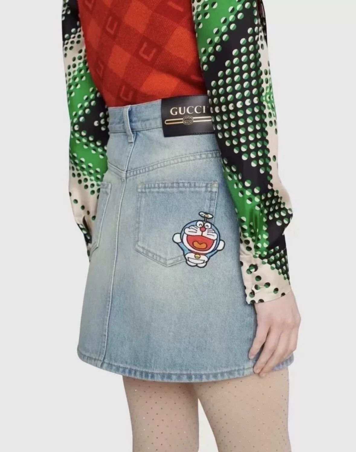 Gucci Gucci x Doraemon Embroidered Denim Skirt Size 36 Size 25" / US 0 / IT 36 - 2 Thumbnail