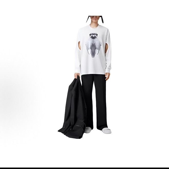 Burberry Burberry Swan Print Cutout Long Sleeve T-Shirt US XXS Size US XXS / EU 40 - 8 Thumbnail