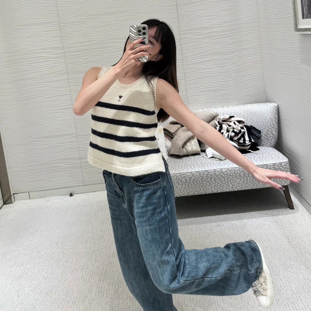 Dior Dior Bee Striped Knit Tank Top 38 Size S / US 4 / IT 40 - 10 Thumbnail