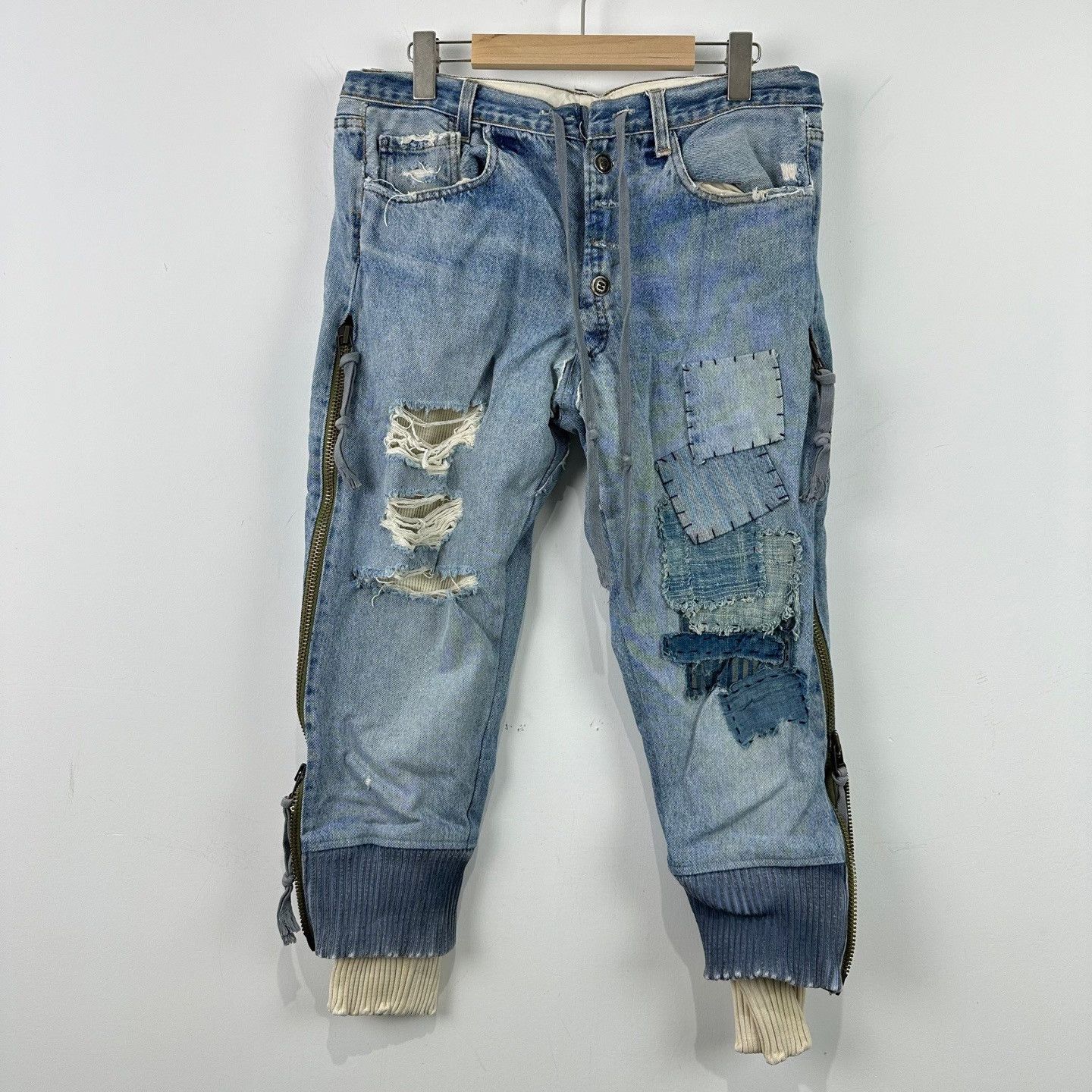 Greg Lauren Greg Lauren Patchwork Denim Lounge Pants Size 1 Size US 30 / EU 46 - 2 Thumbnail