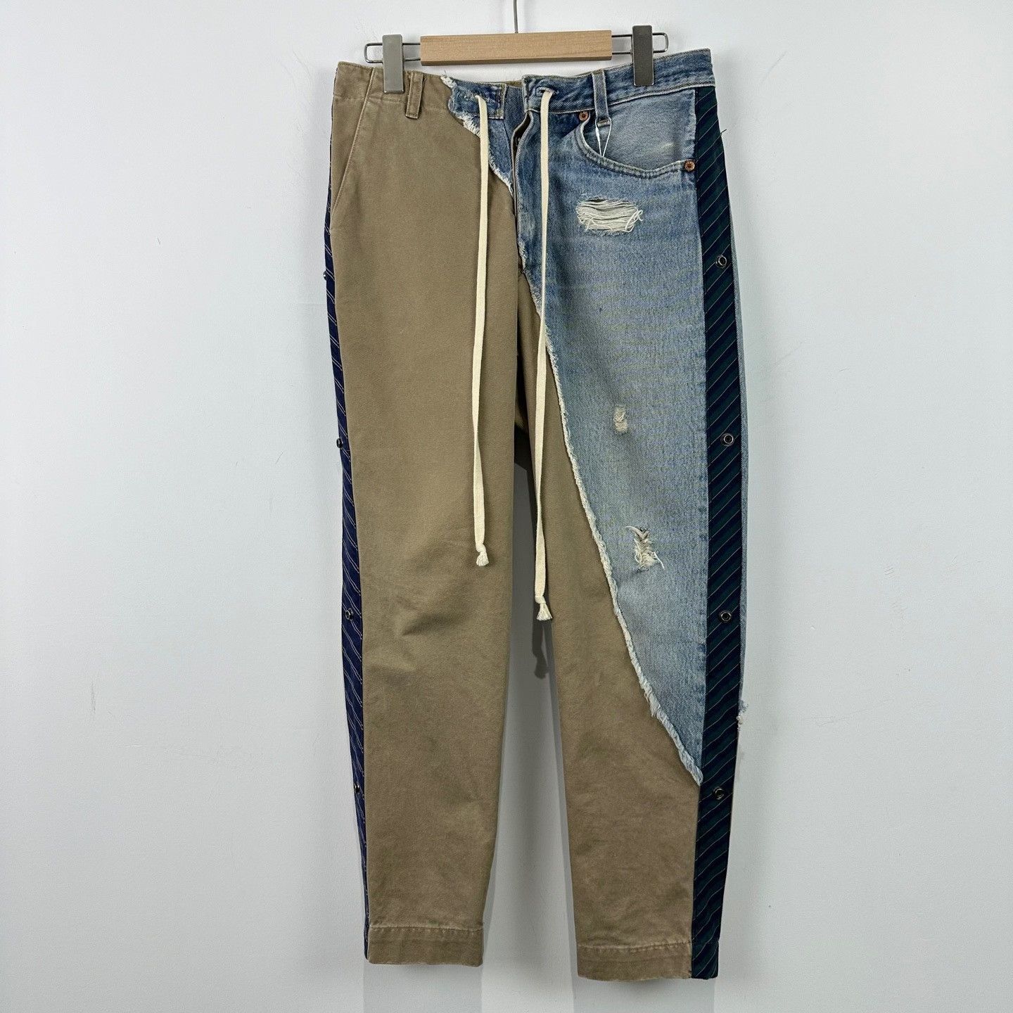 Greg Lauren Greg Lauren Khaki Denim Prep Stripe Pants 0 Size US 30 / EU 46 - 2 Thumbnail