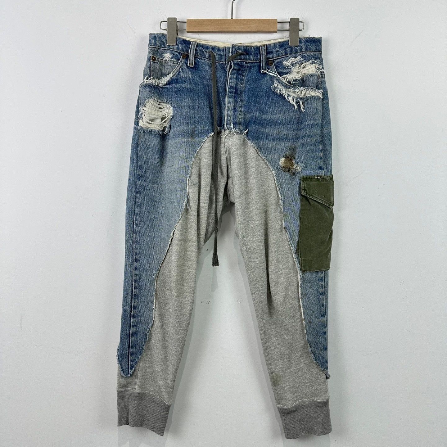 Greg Lauren Greg Lauren Spliced Fleece Hybrid Pants 1 Size US 30 / EU 46 - 2 Thumbnail
