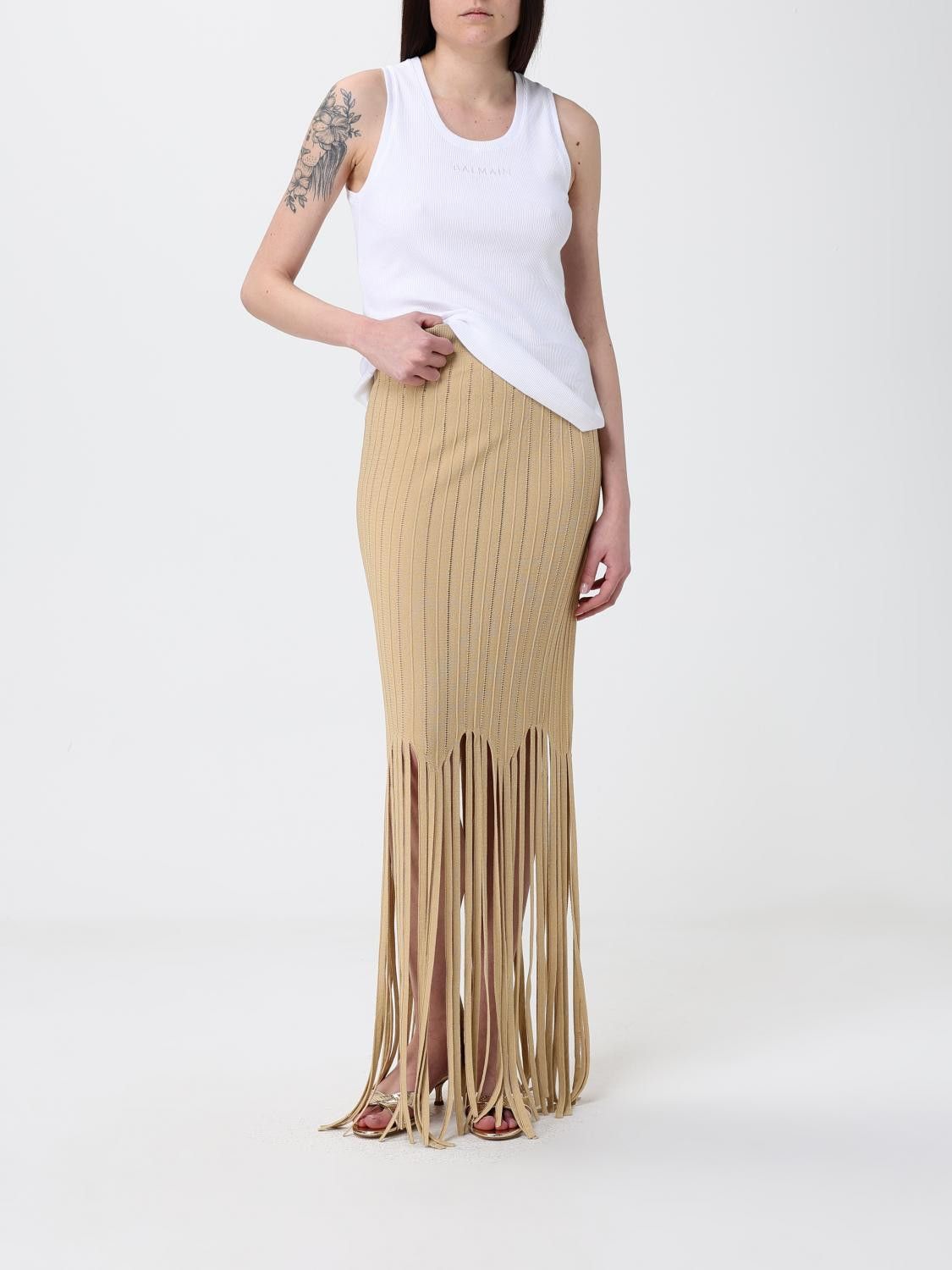 Balmain Balmain Skirt Woman Beige Size 25" / US 0 / IT 36 - 2 Thumbnail