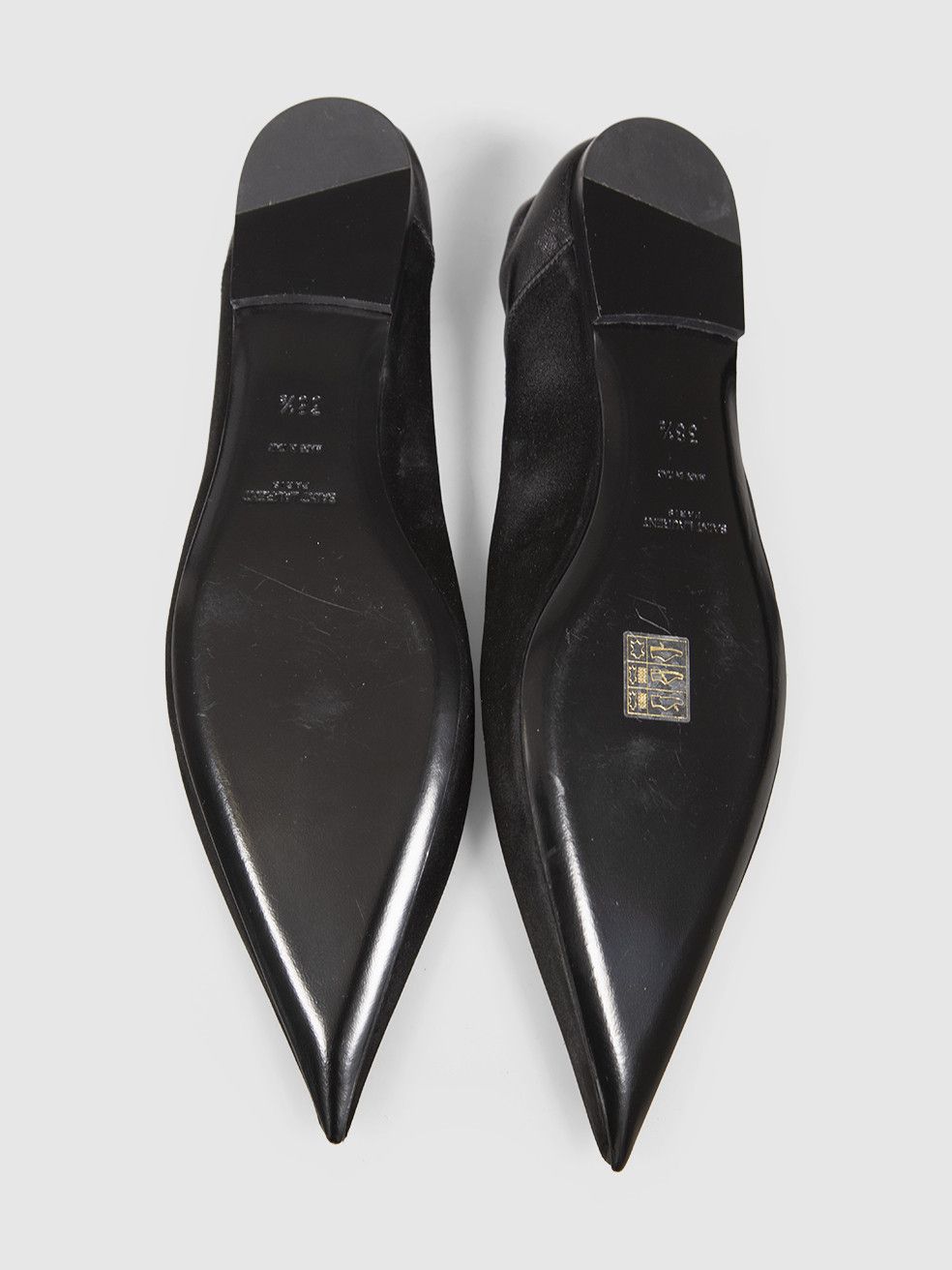 Saint Laurent Paris Black Satin Pointed Toe Flats Size US 8.5 / IT 38.5 - 4 Thumbnail