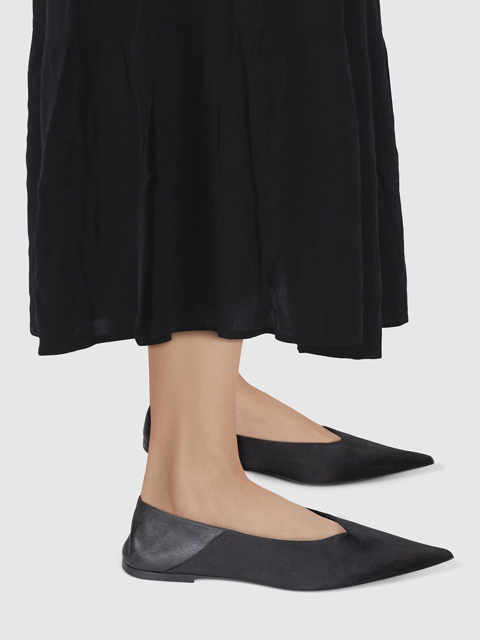 Saint Laurent Paris Black Satin Pointed Toe Flats Size US 8.5 / IT 38.5 - 2 Thumbnail