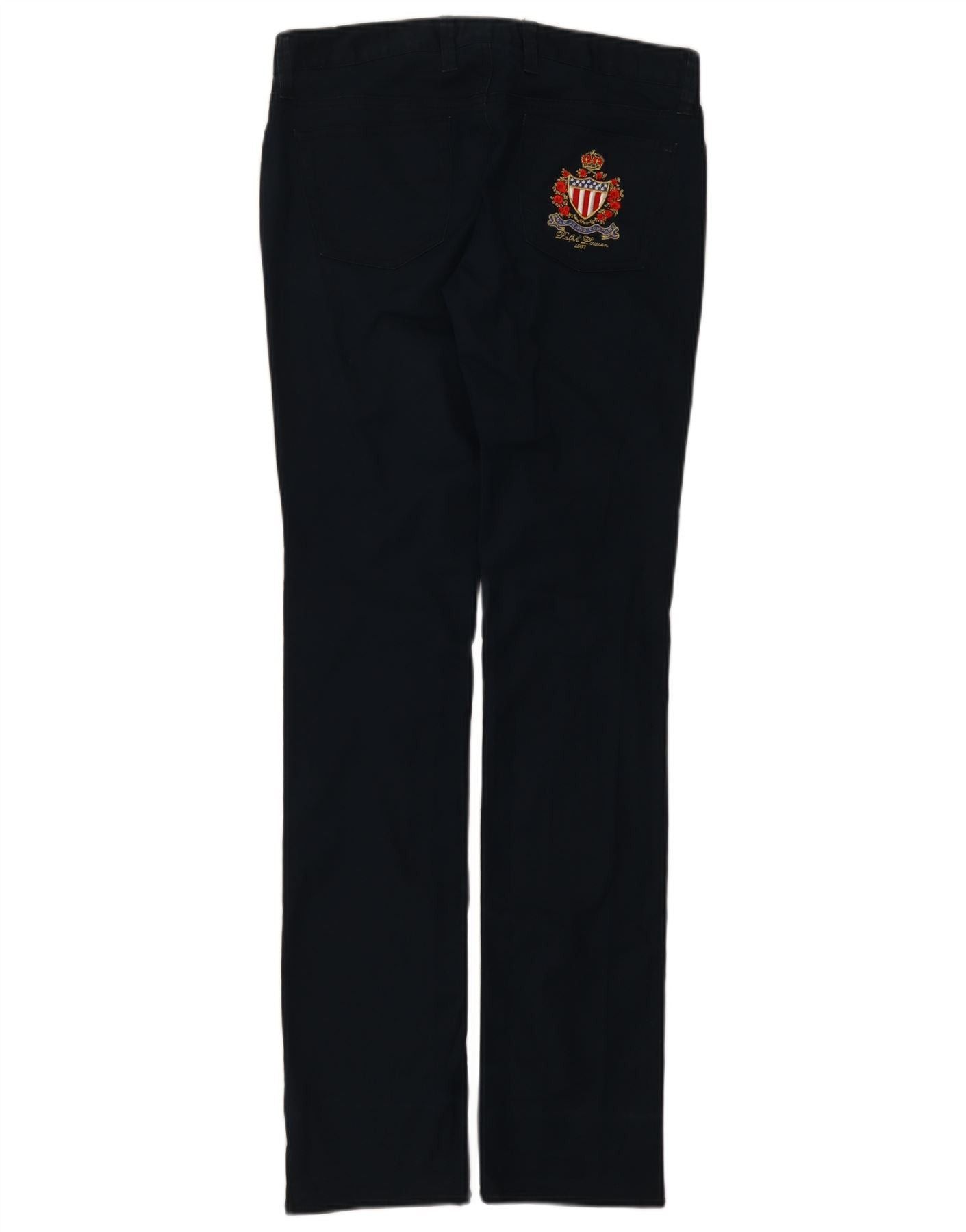 Ralph Lauren Womens Slim Casual Trousers W28 L34 Navy Blue Cotton Size 24" / US 00 / IT 34 - 2 Thumbnail