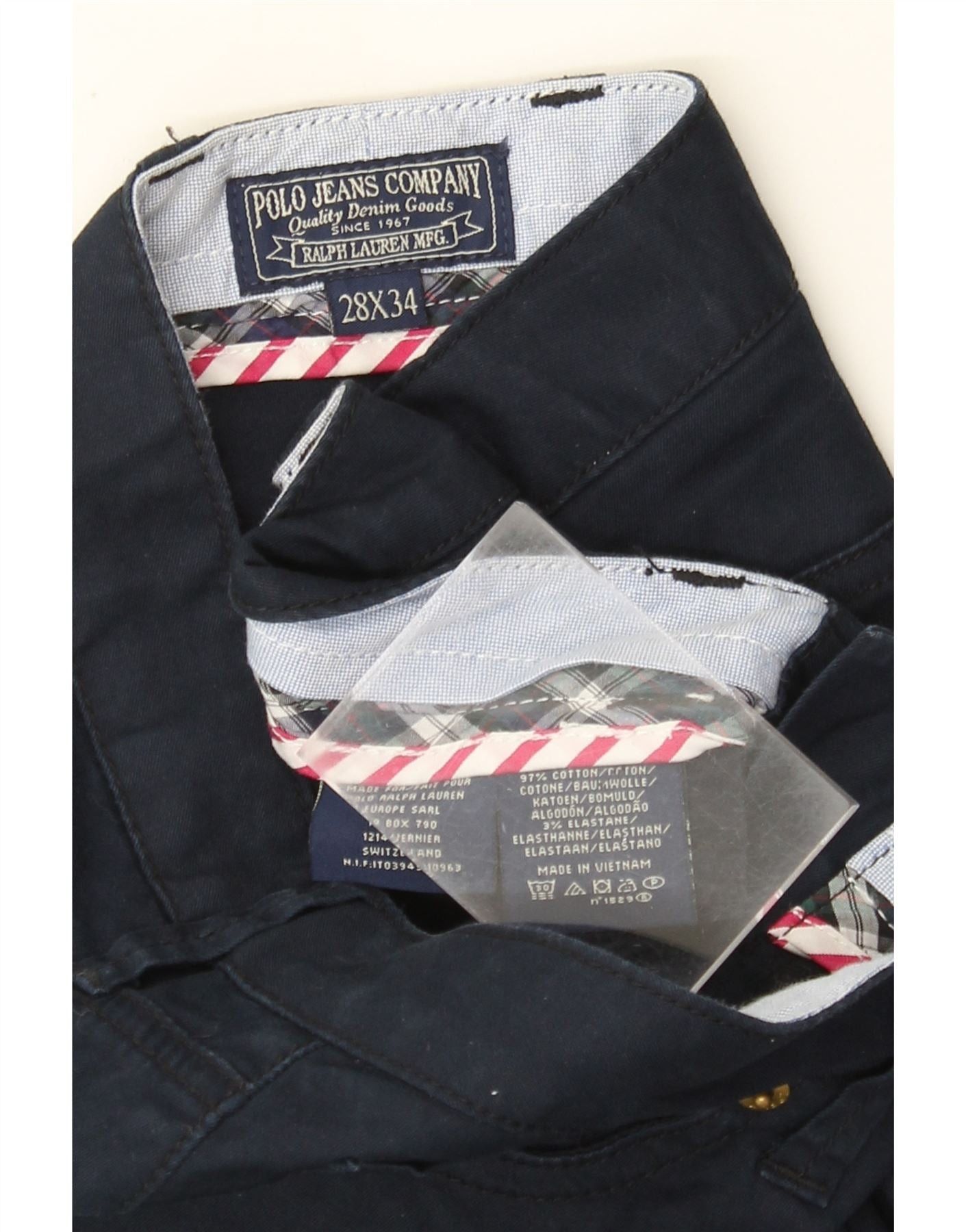 Ralph Lauren Womens Slim Casual Trousers W28 L34 Navy Blue Cotton Size 24" / US 00 / IT 34 - 3 Thumbnail