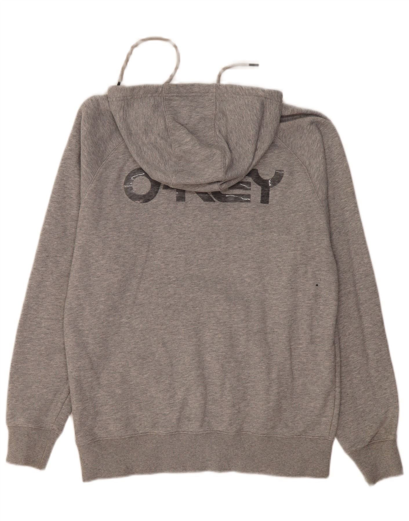 Oakley Mens Graphic Zip Neck Hoodie Jumper Large Grey Cotton Size US L / EU 52-54 / 3 - 2 Thumbnail