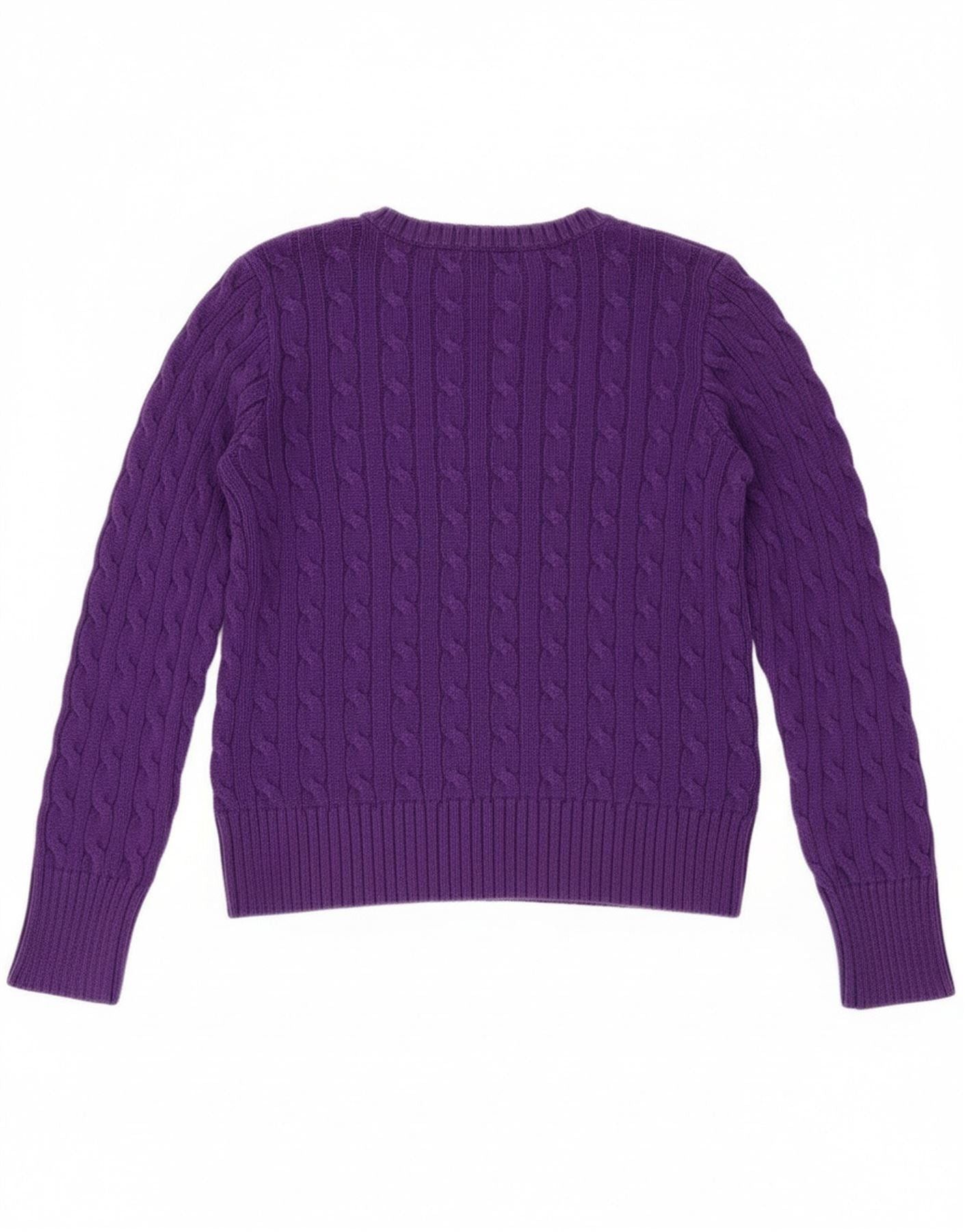 Ralph Lauren Girls Button Neck Jumper Sweater 12-13 Years Large Purple Size M / US 6-8 / IT 42-44 - 2 Thumbnail