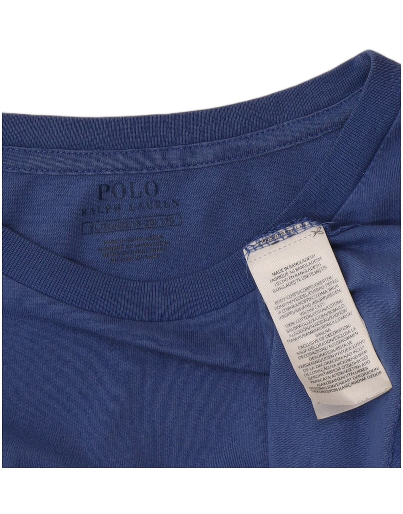 Polo Ralph Lauren Boys T-Shirt Top 15-16 Years XL Blue Cotton Size XL / US 12-14 / IT 48-50 - 4 Thumbnail