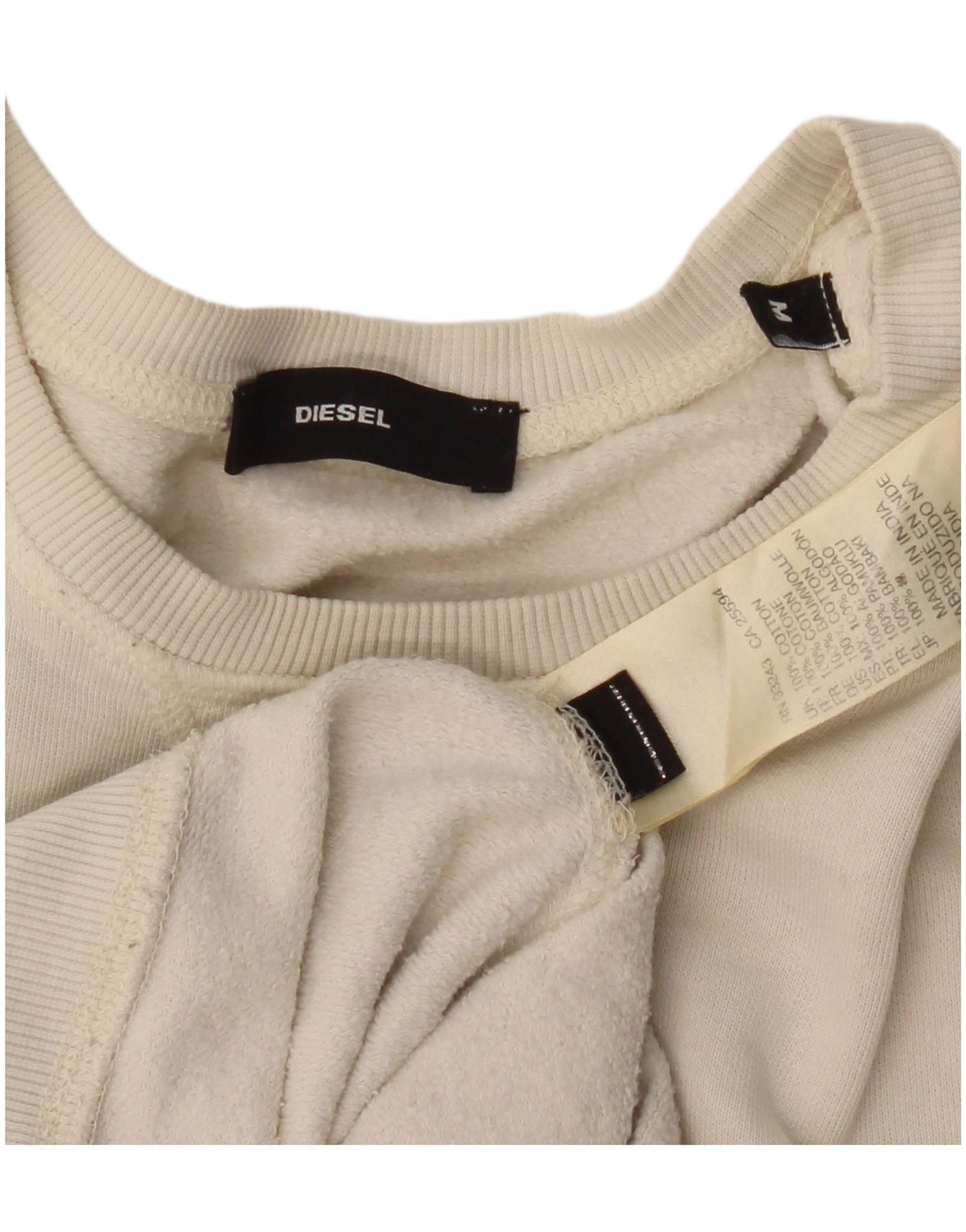 Diesel Womens Overd Graphic Sweatshirt Jumper UK 12 Medium White Fl Size XL / US 12-14 / IT 48-50 - 4 Thumbnail